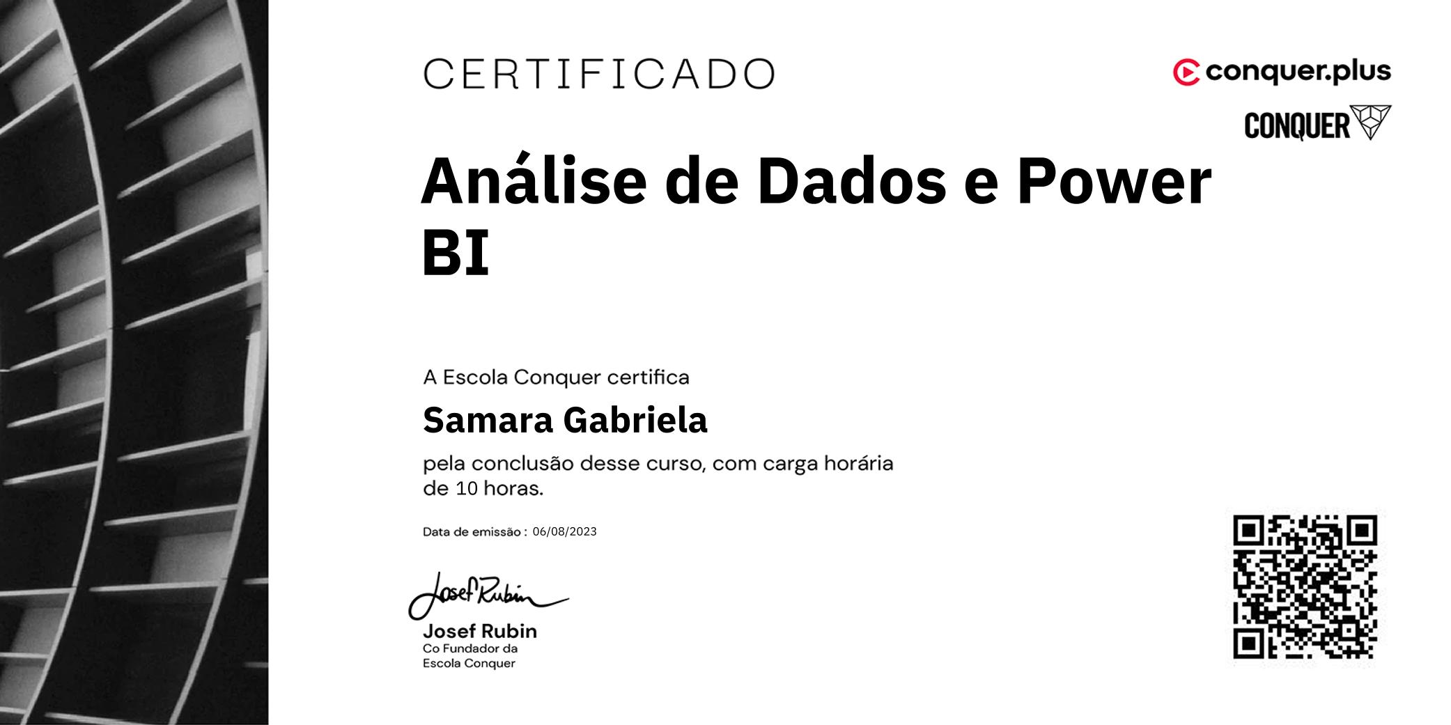 Certificado de Análise de Dados e Power BI