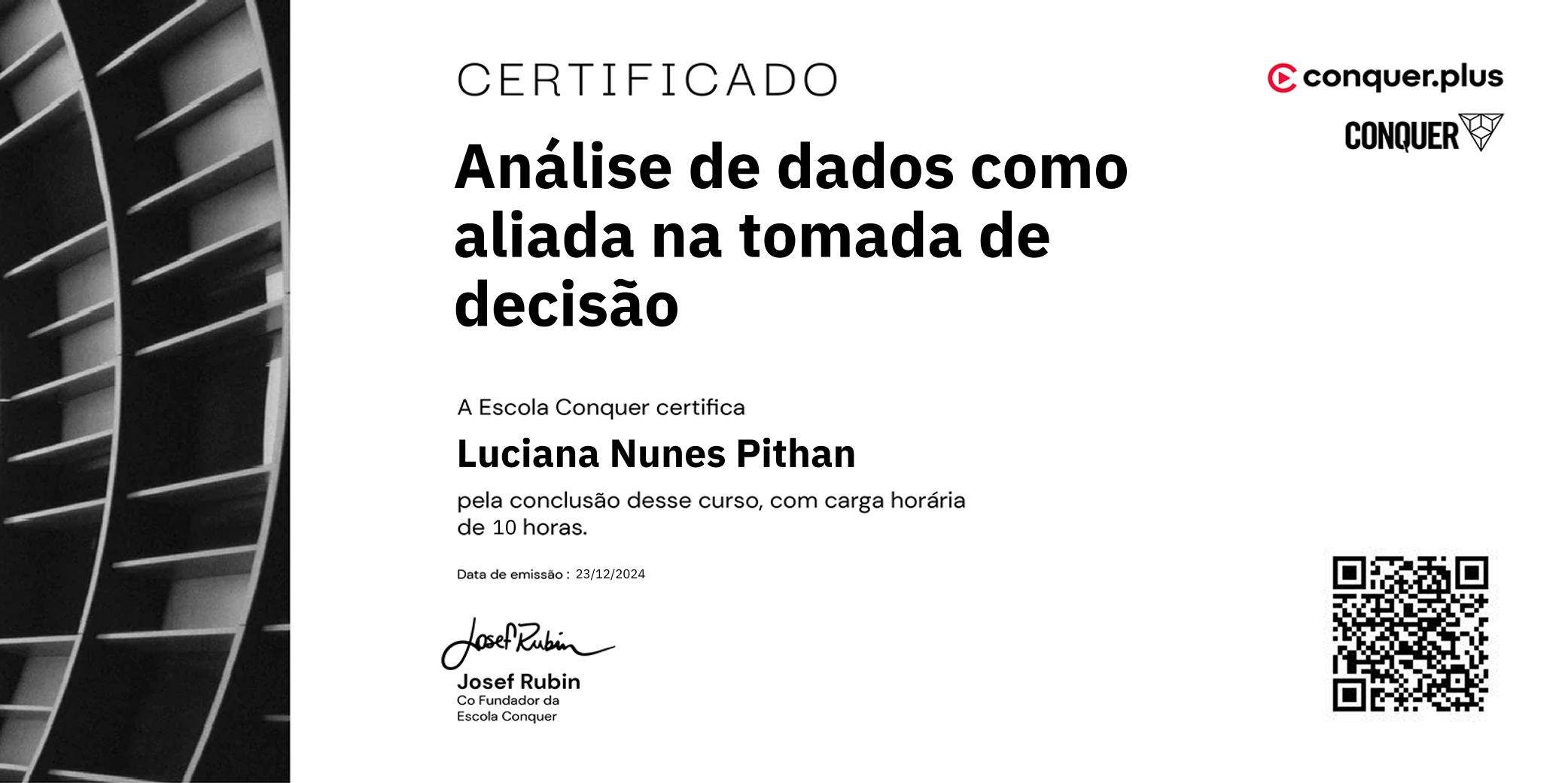 Certificado de Análise de dados como aliada na tomada de decisão