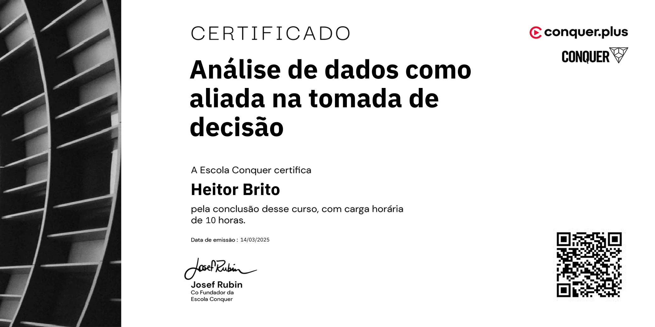 Certificado de Análise de dados como aliada na tomada de decisão