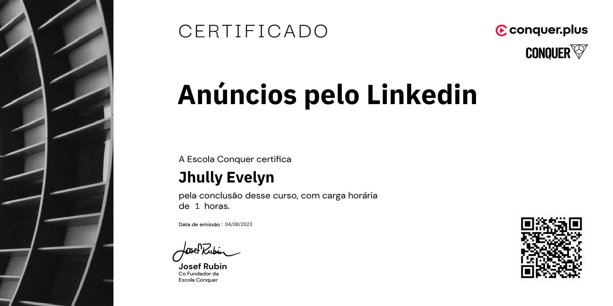 Certificado de Anúncios pelo Linkedin