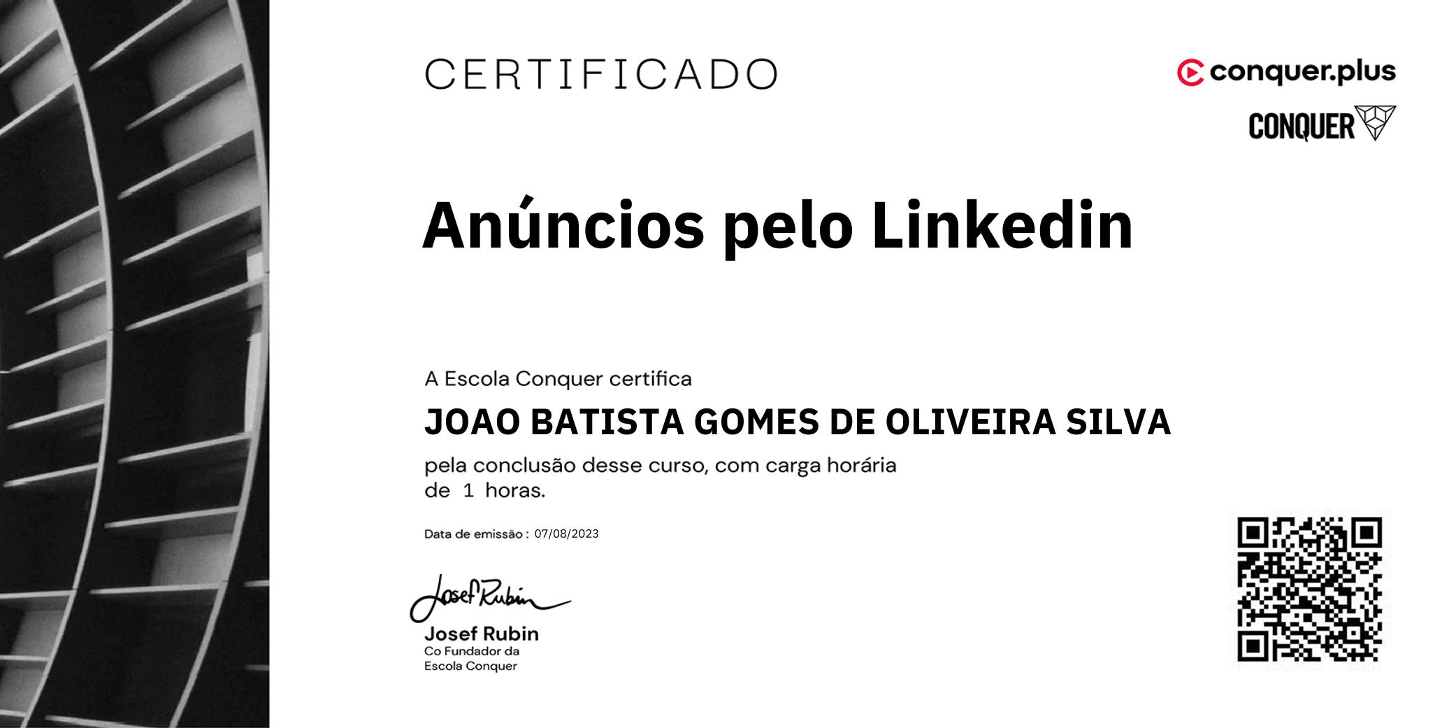 Certificado de Anúncios pelo Linkedin