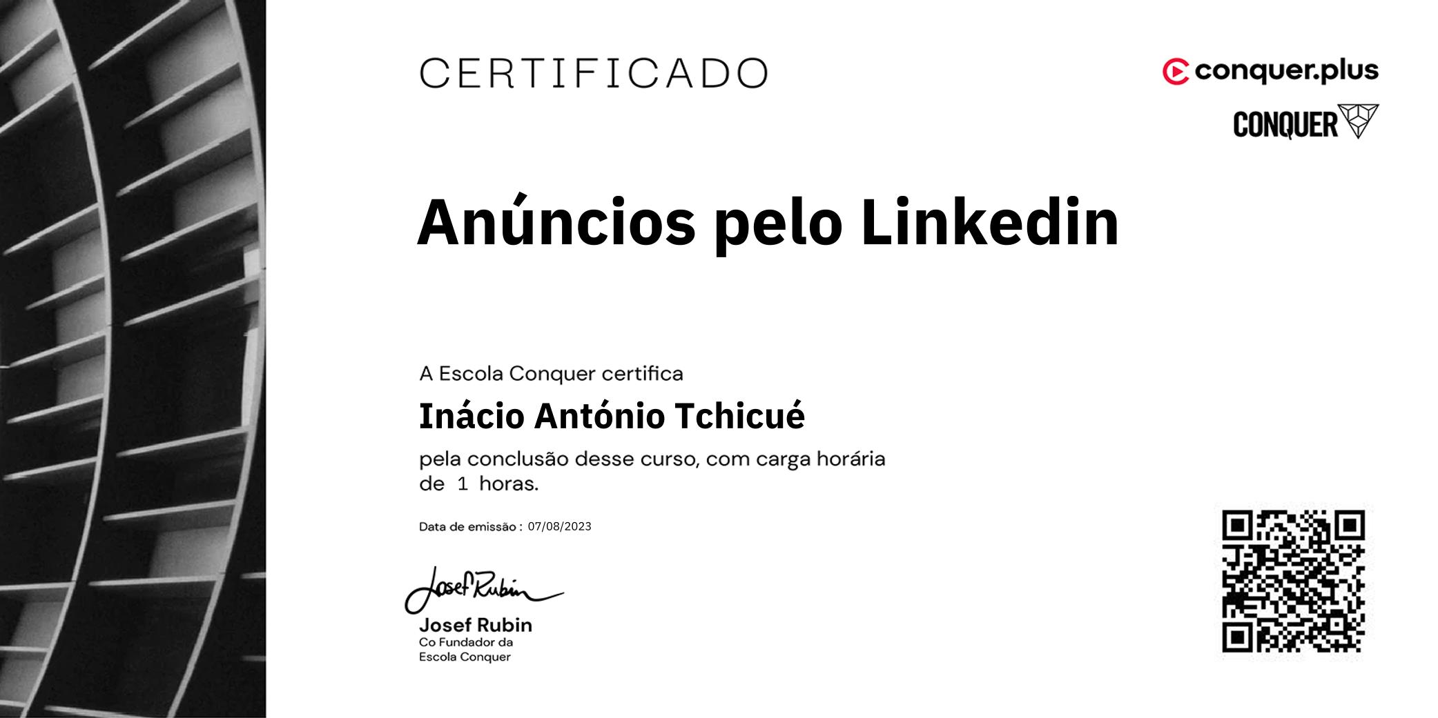 Certificado de Anúncios pelo Linkedin