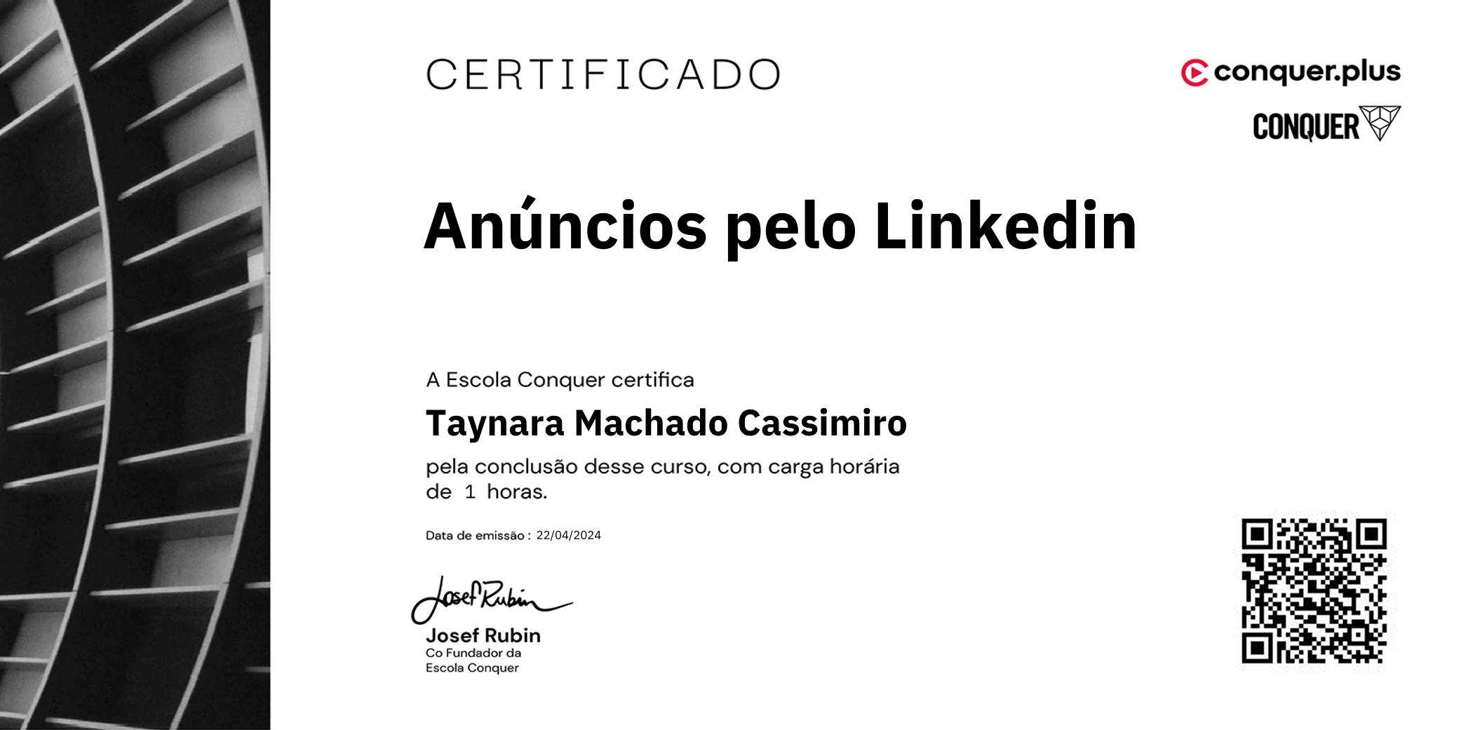 Certificado de Anúncios pelo Linkedin