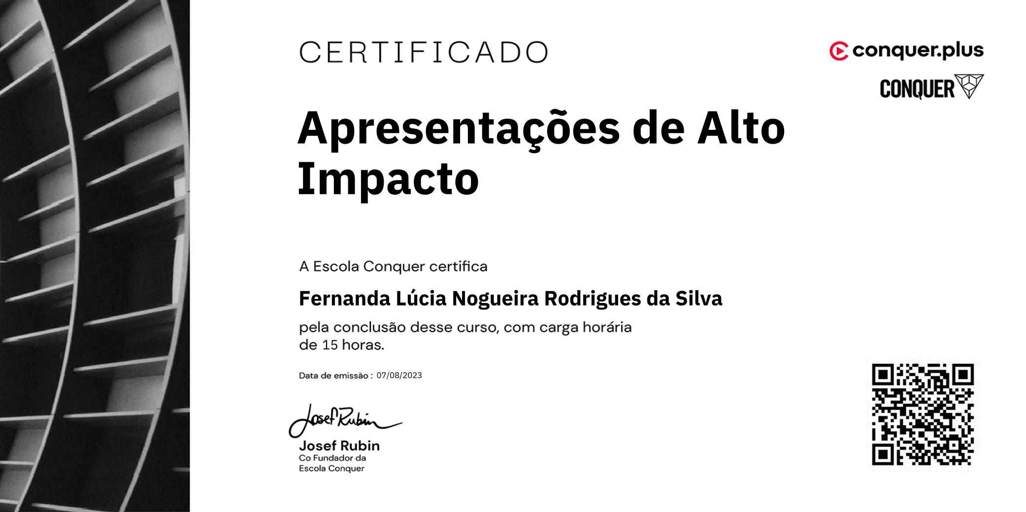 Certificado de Apresentações de Alto Impacto
