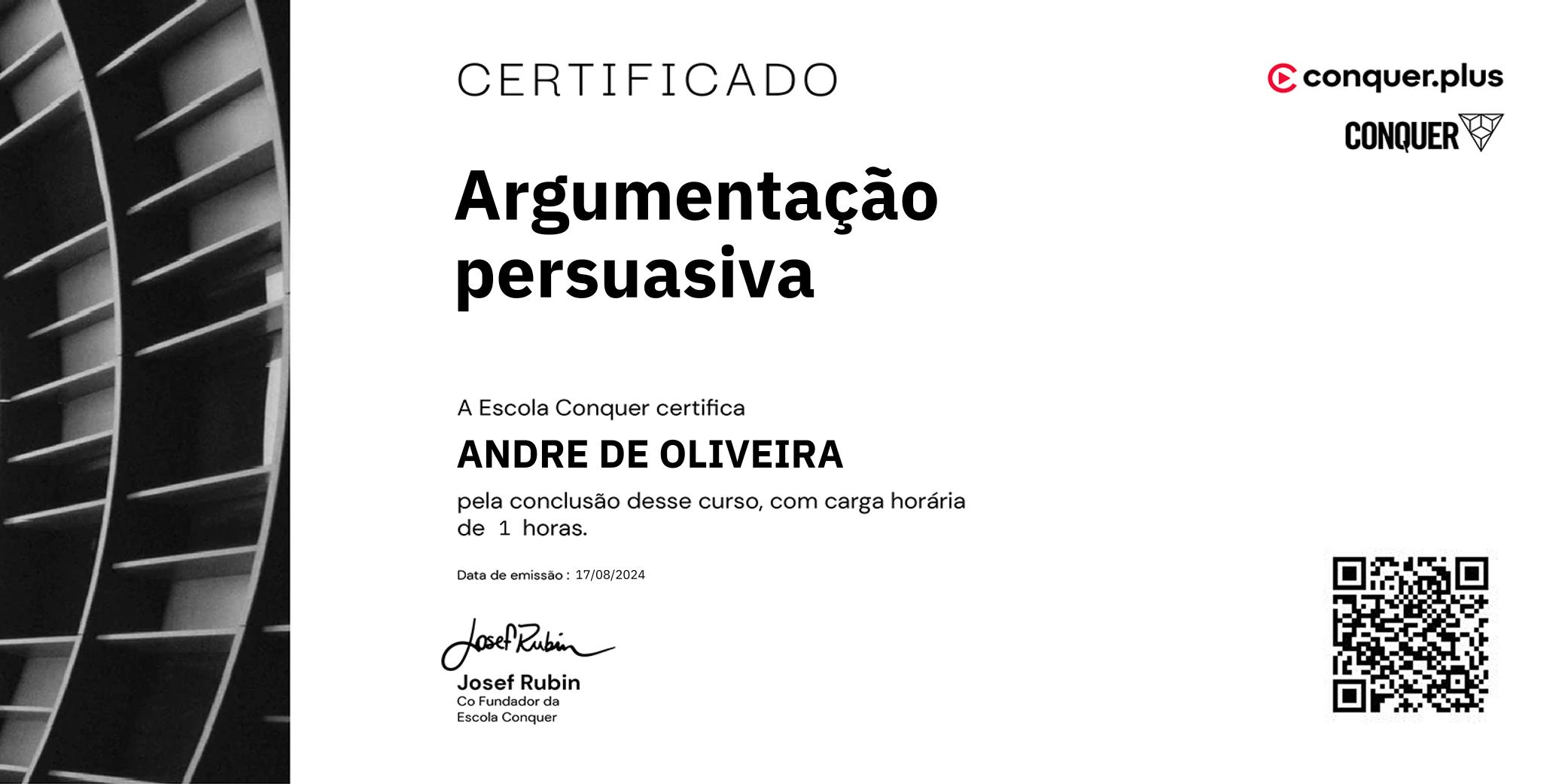 Certificado de Argumentação persuasiva