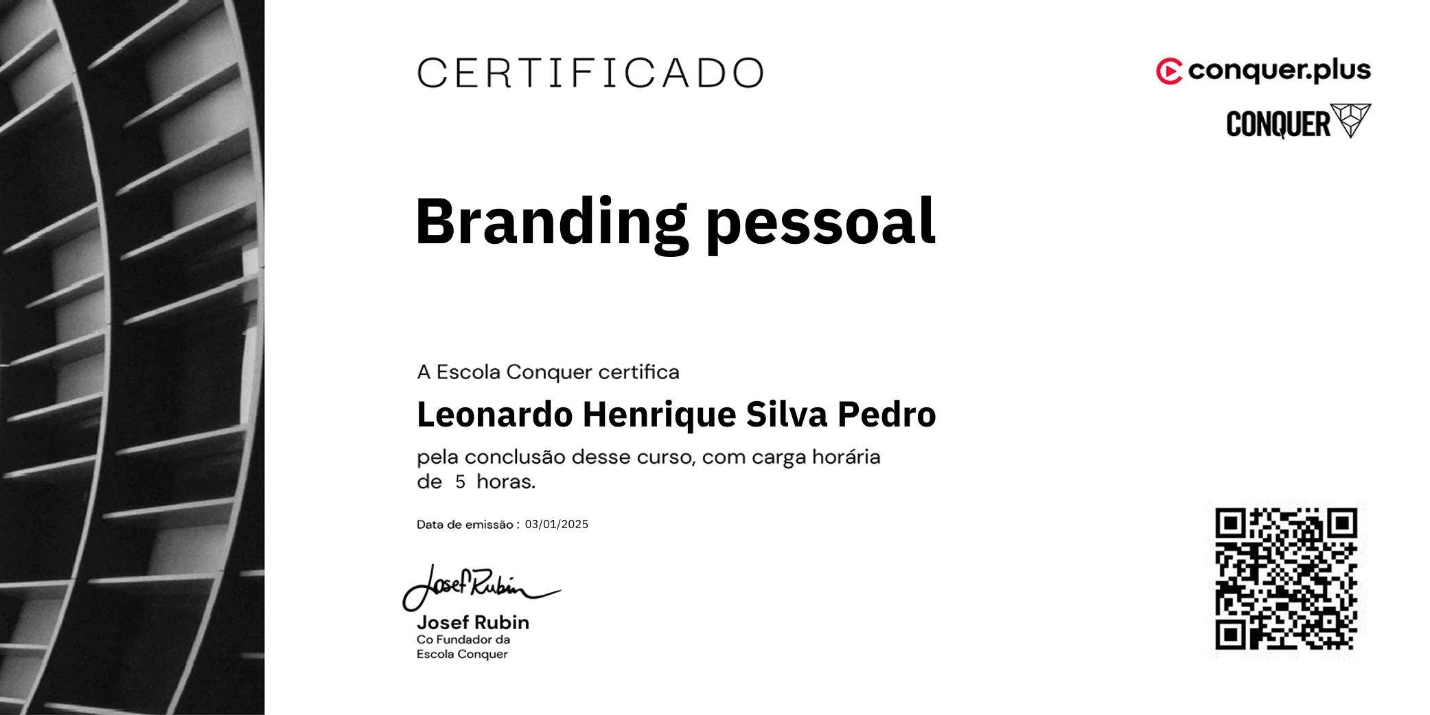 Certificado de Branding pessoal
