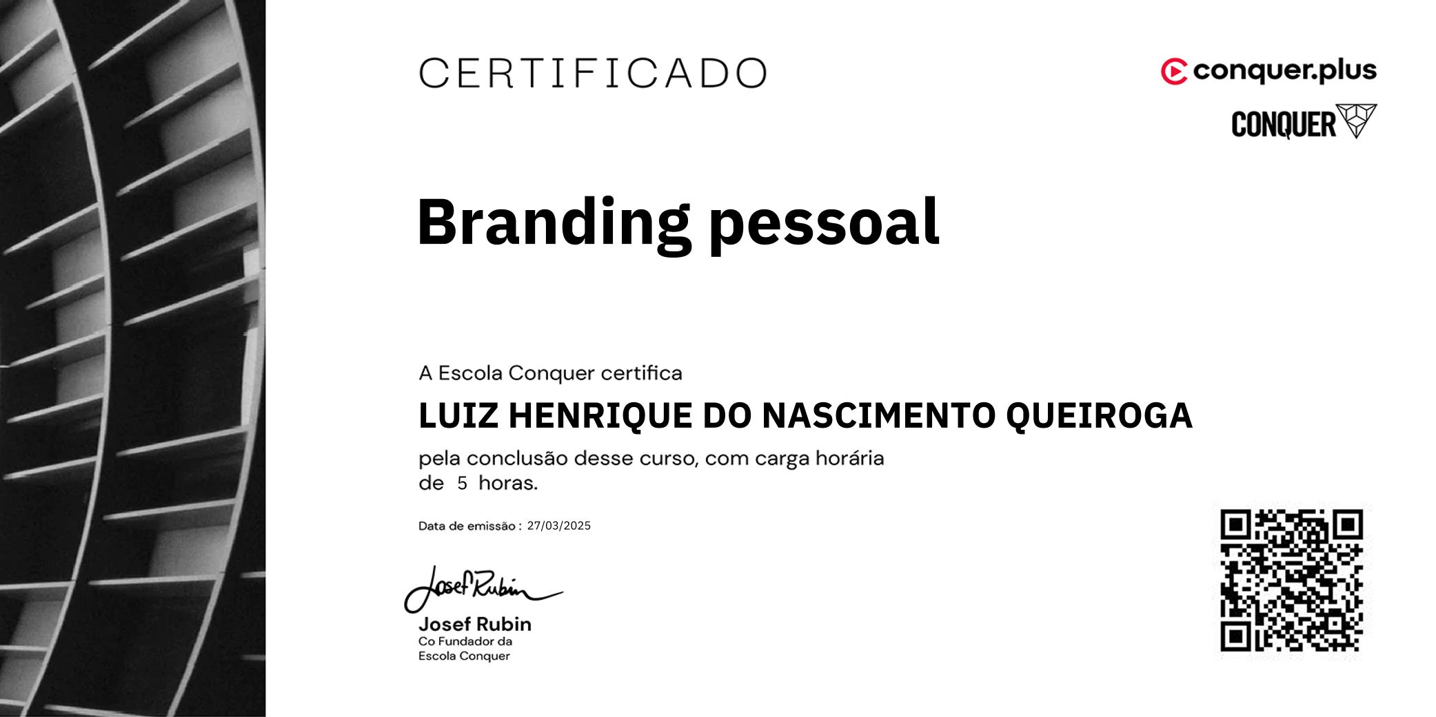 Certificado de Branding pessoal
