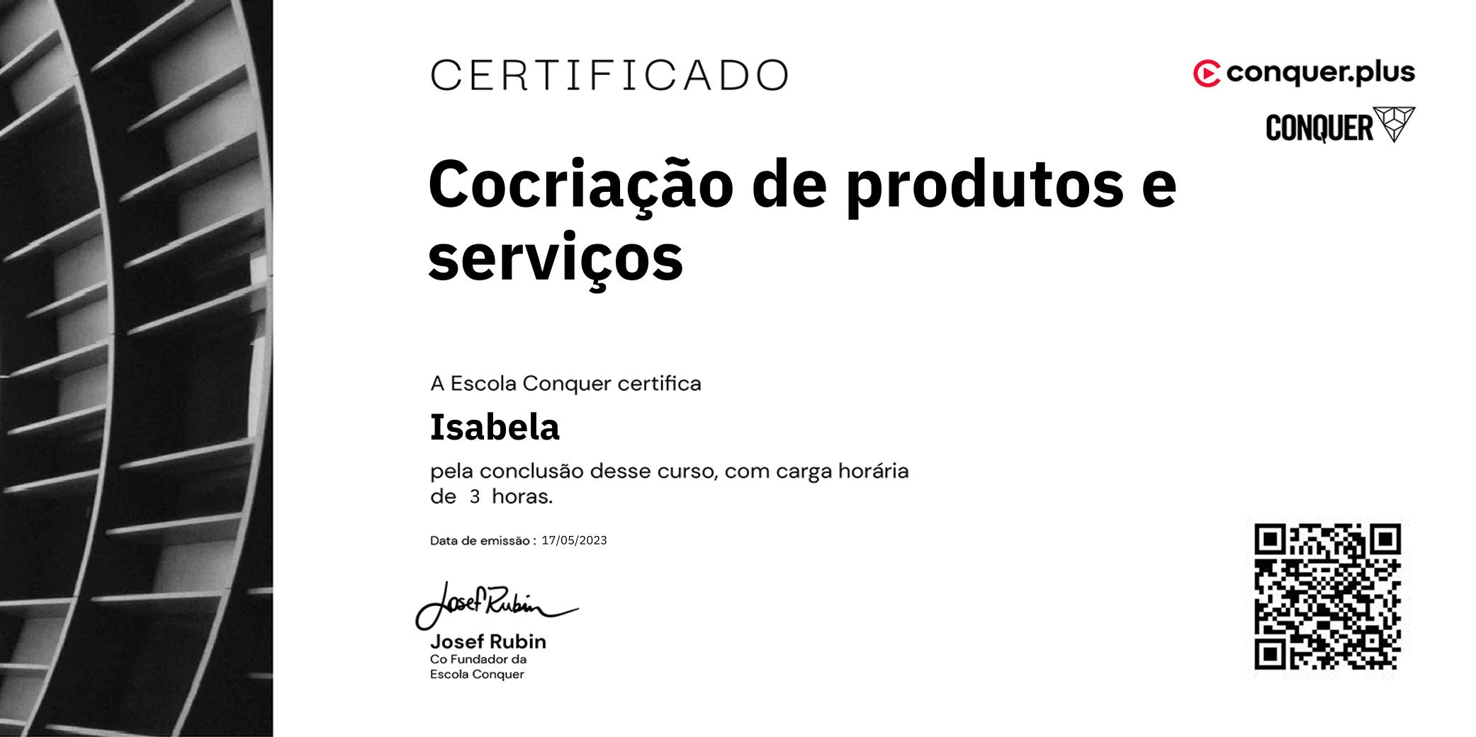 Certificado de Cocriação de produtos e serviços