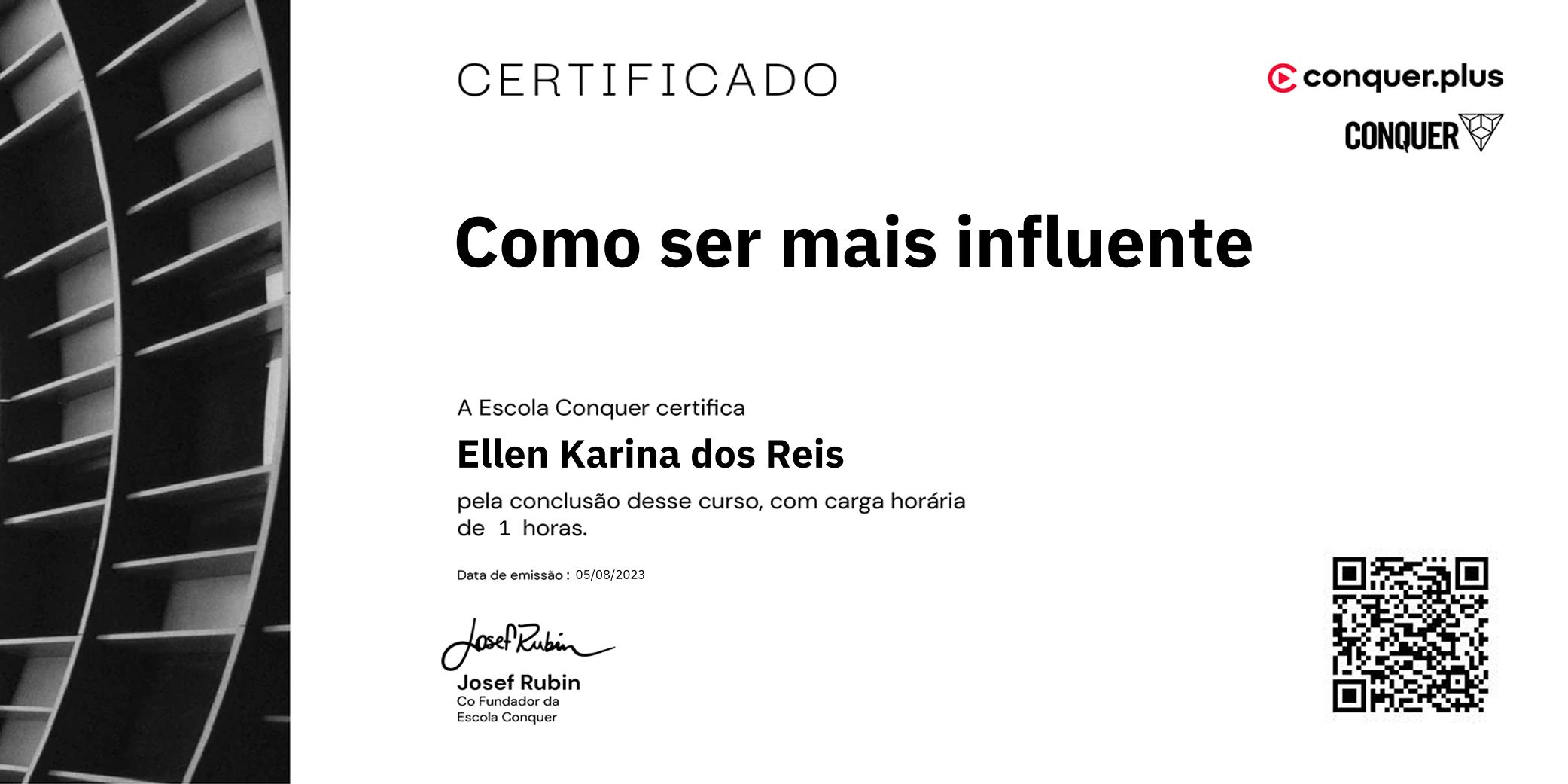 Certificado de Como ser mais influente