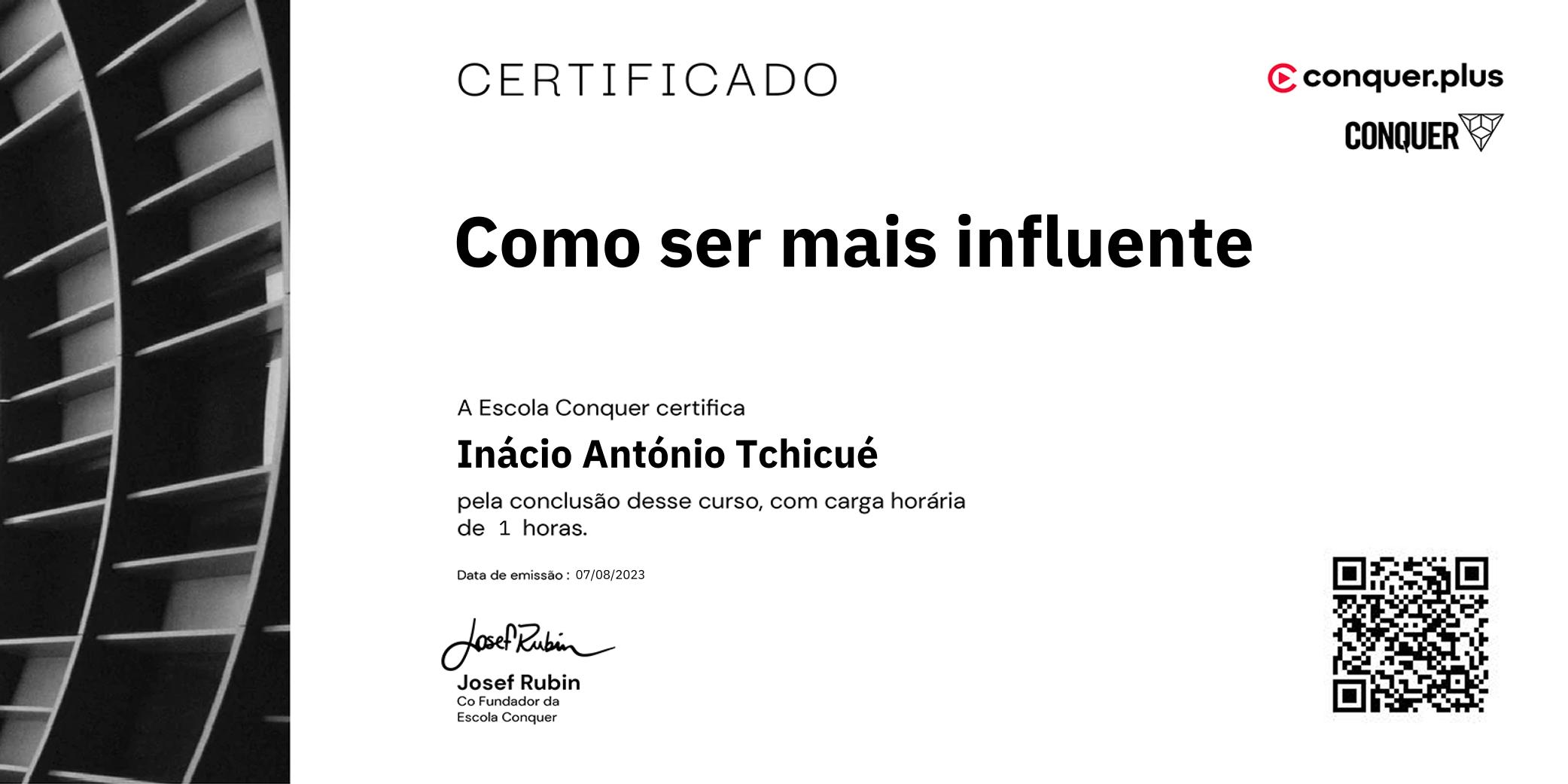 Certificado de Como ser mais influente