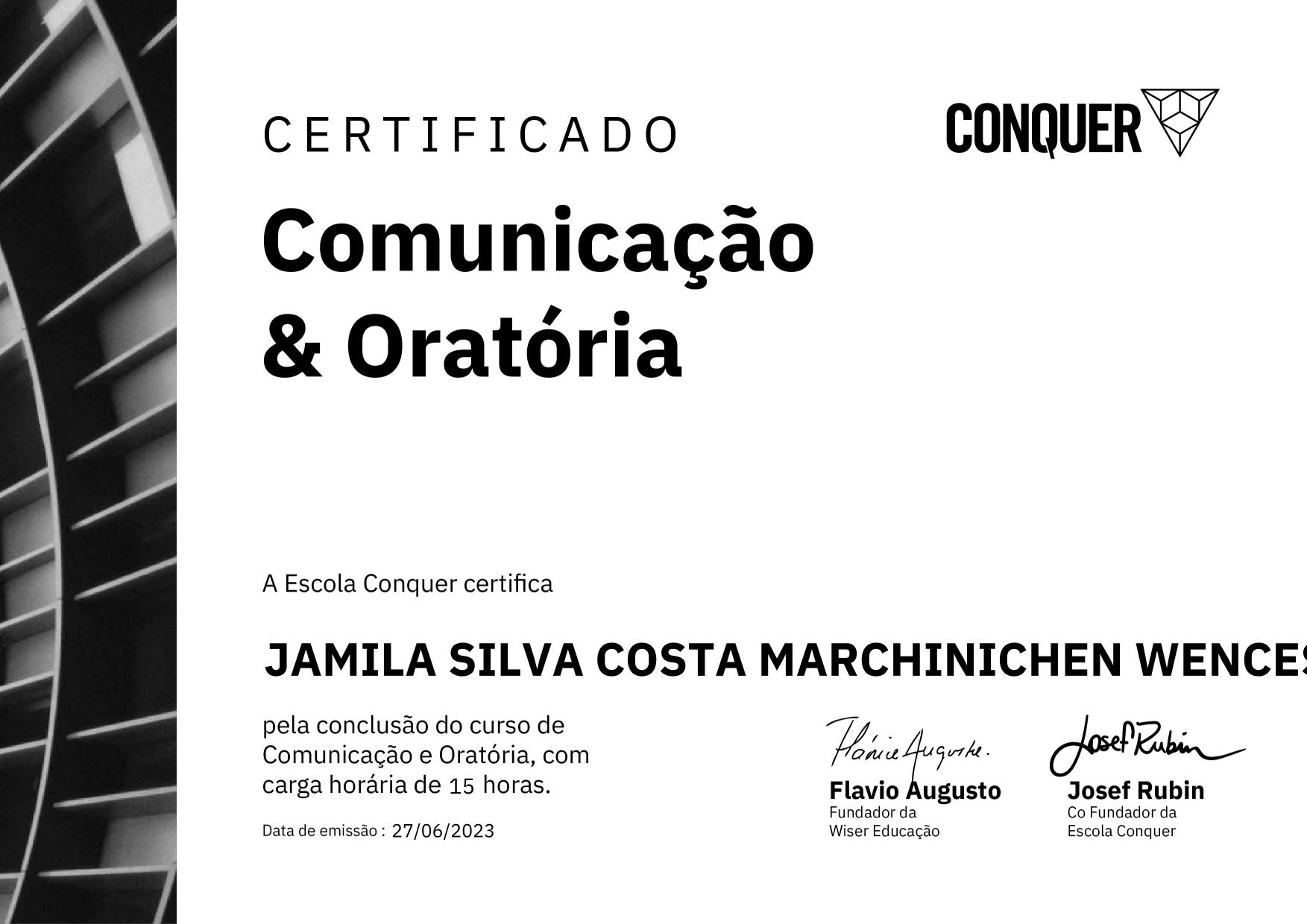 Certificado de Comunicação e Oratória - Hora do show!
