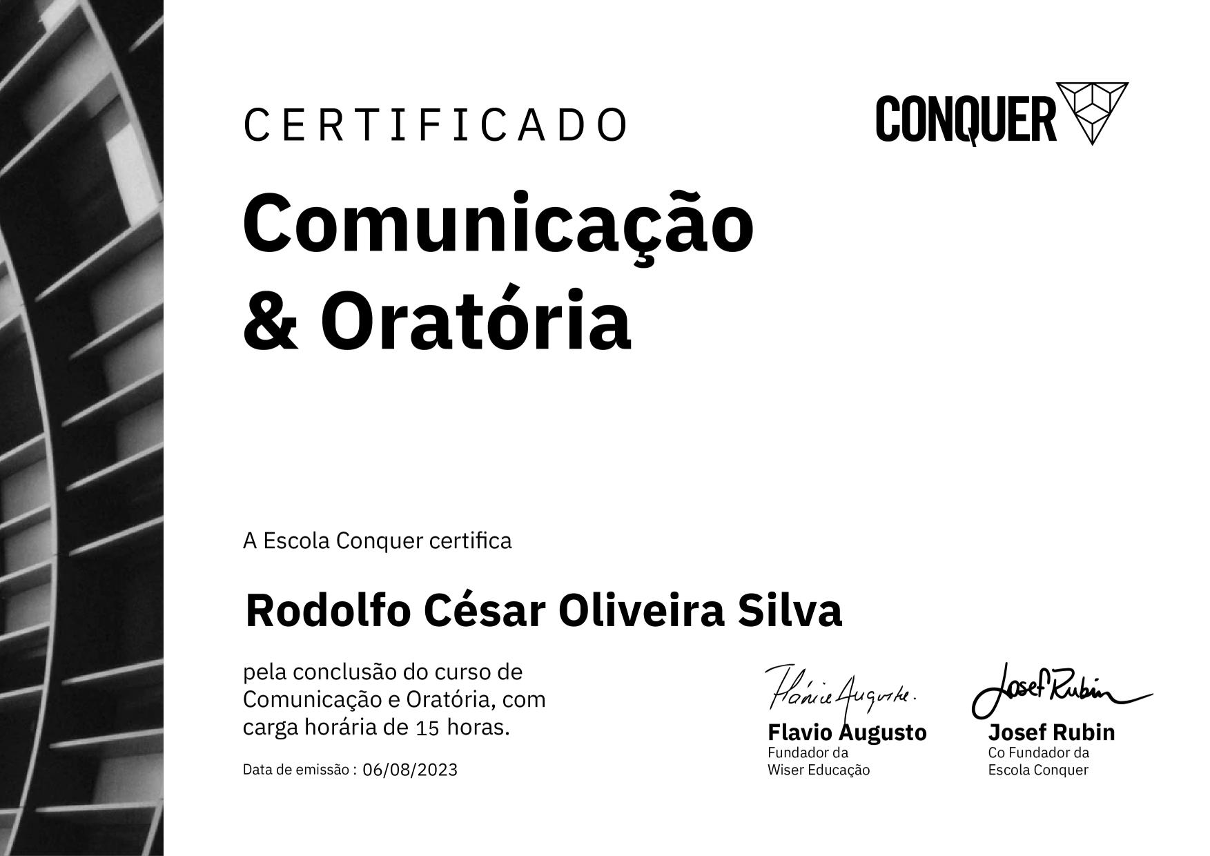 Certificado de Comunicação e Oratória - Hora do show!