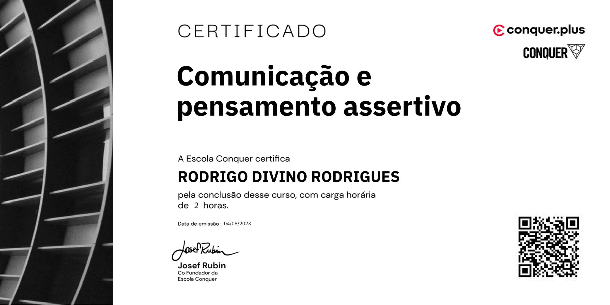 Certificado de Comunicação e pensamento assertivo
