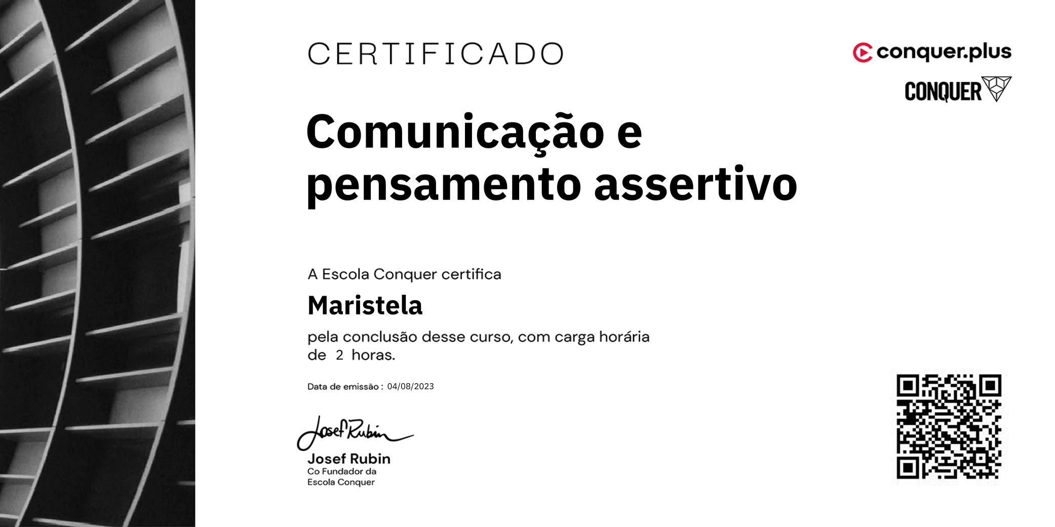 Certificado de Comunicação e pensamento assertivo
