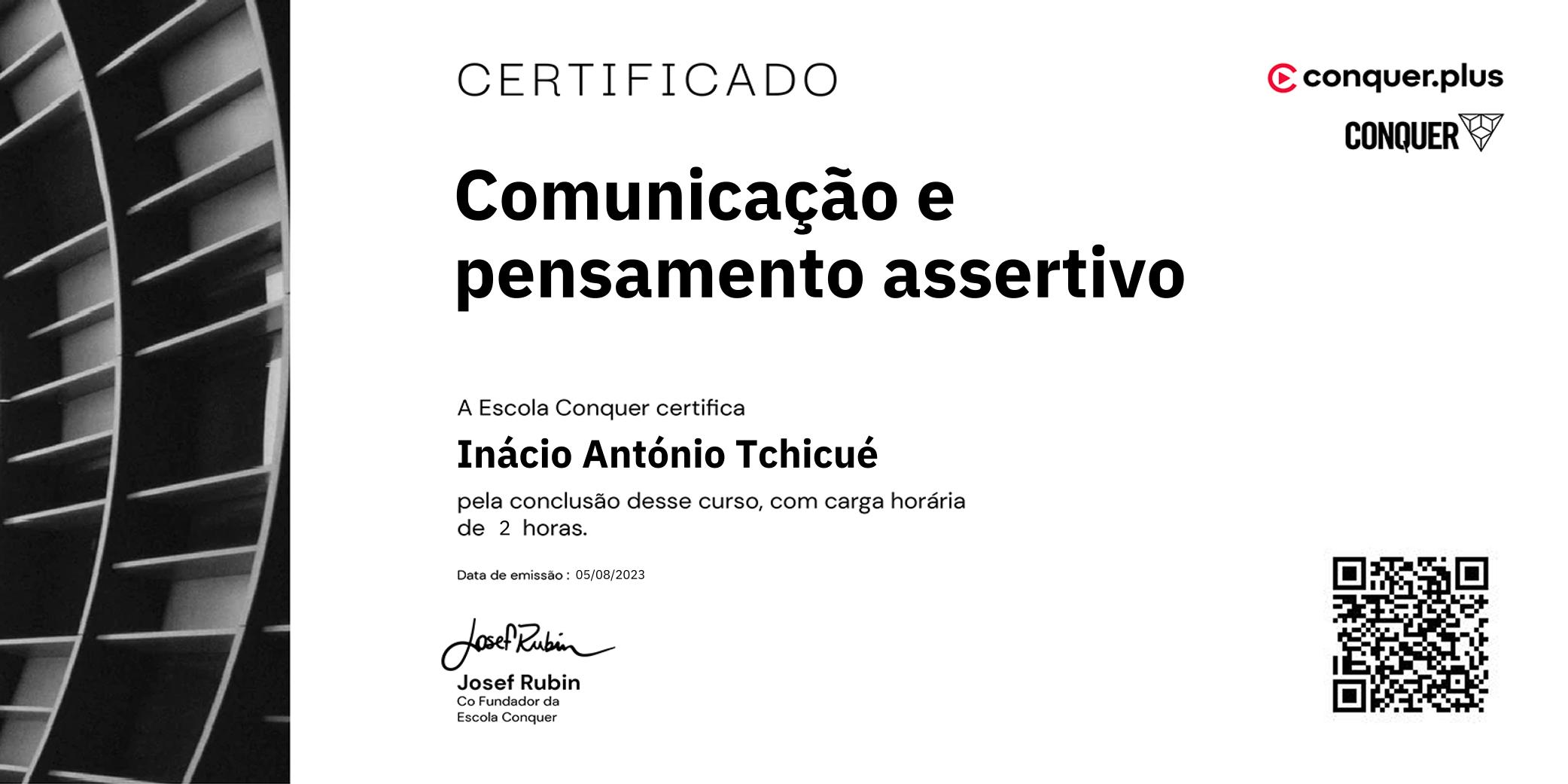Certificado de Comunicação e pensamento assertivo