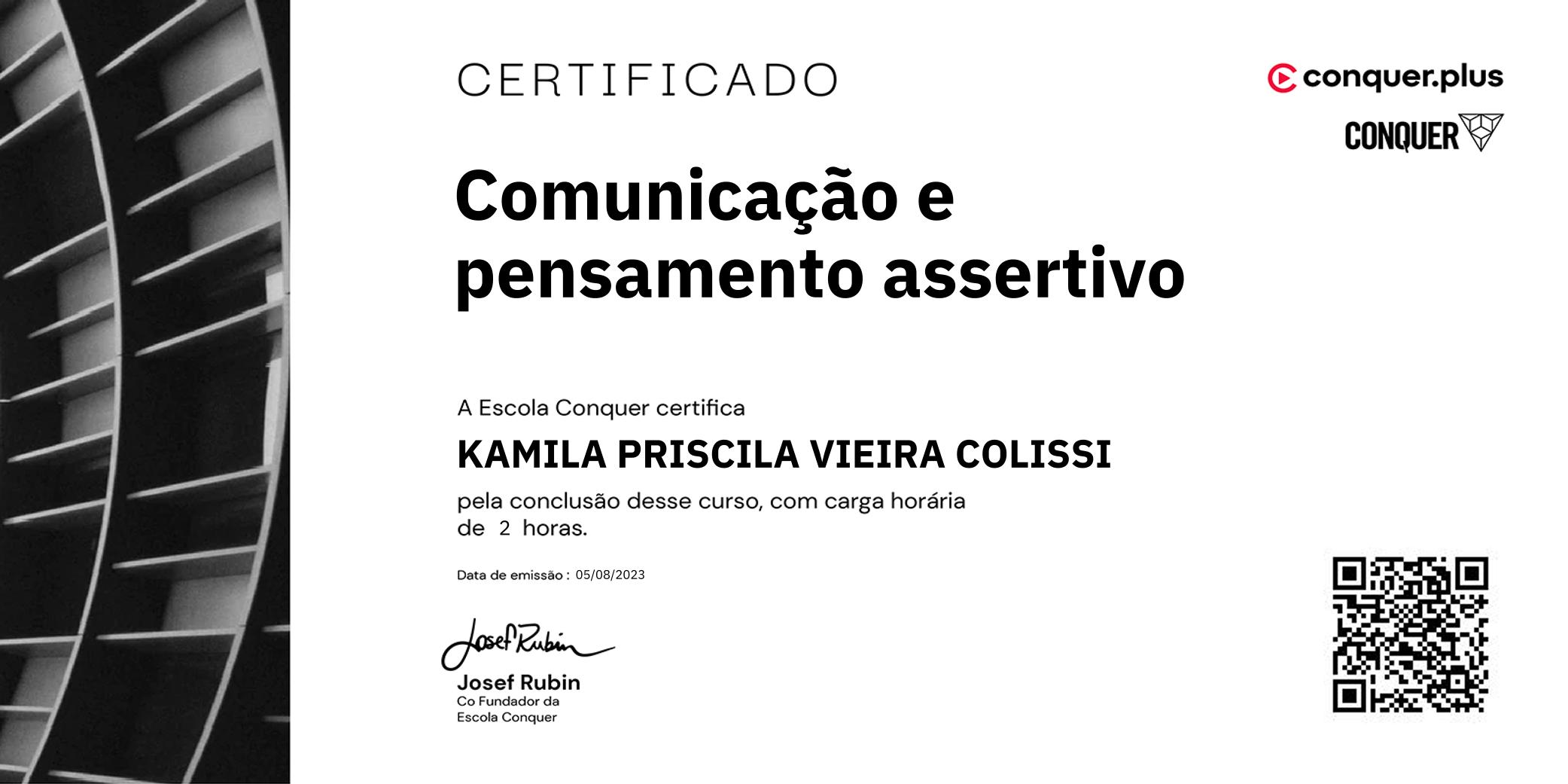 Certificado de Comunicação e pensamento assertivo