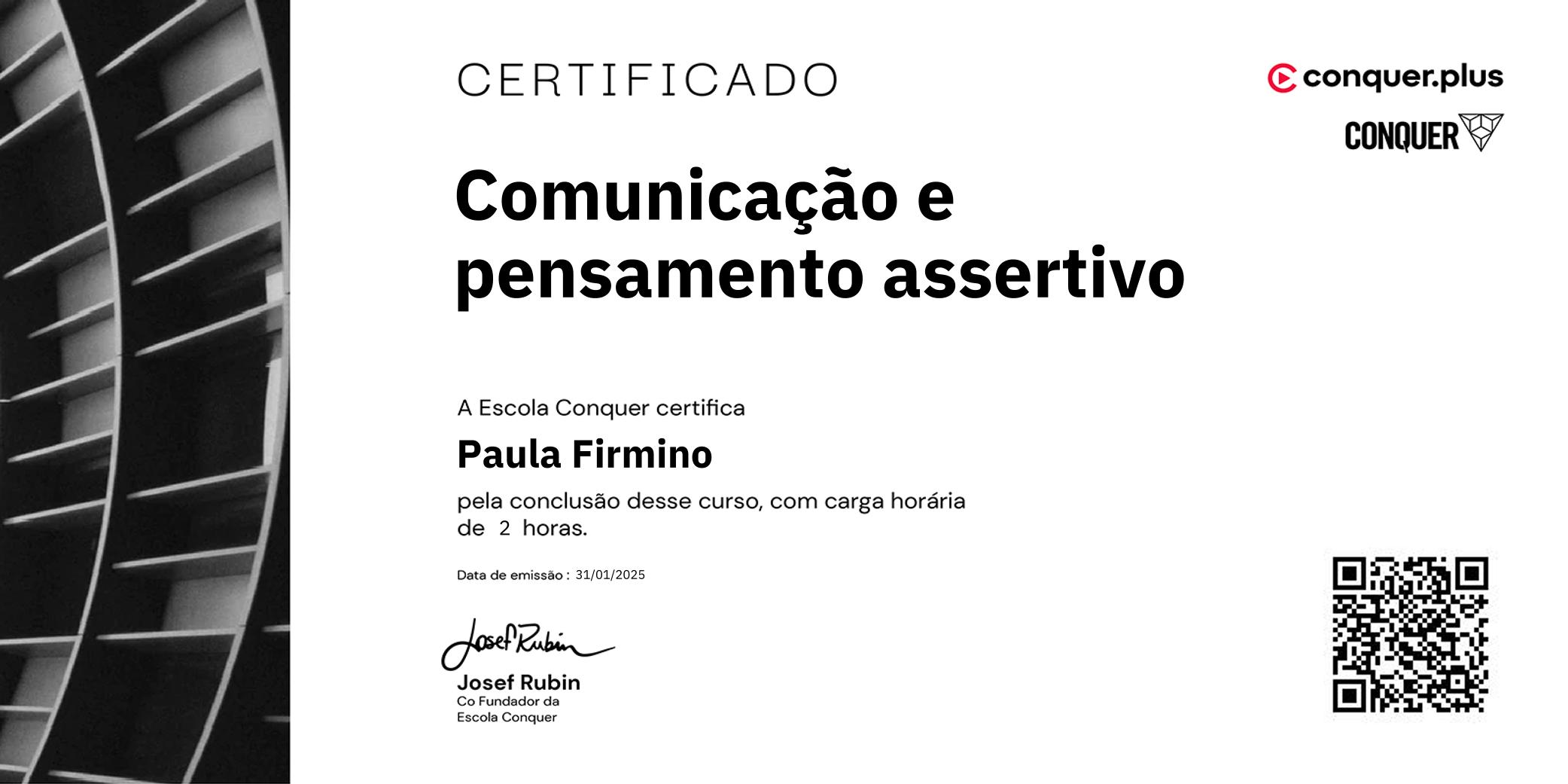 Certificado de Comunicação e pensamento assertivo