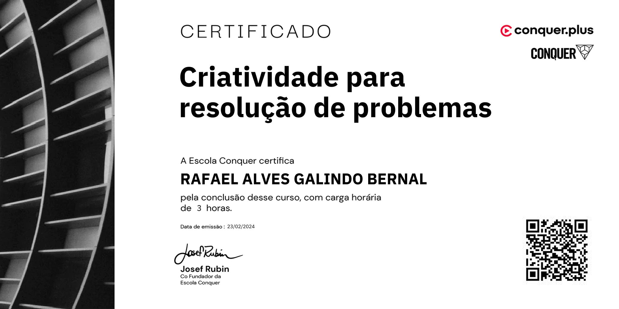 Certificado de Criatividade para resolução de problemas