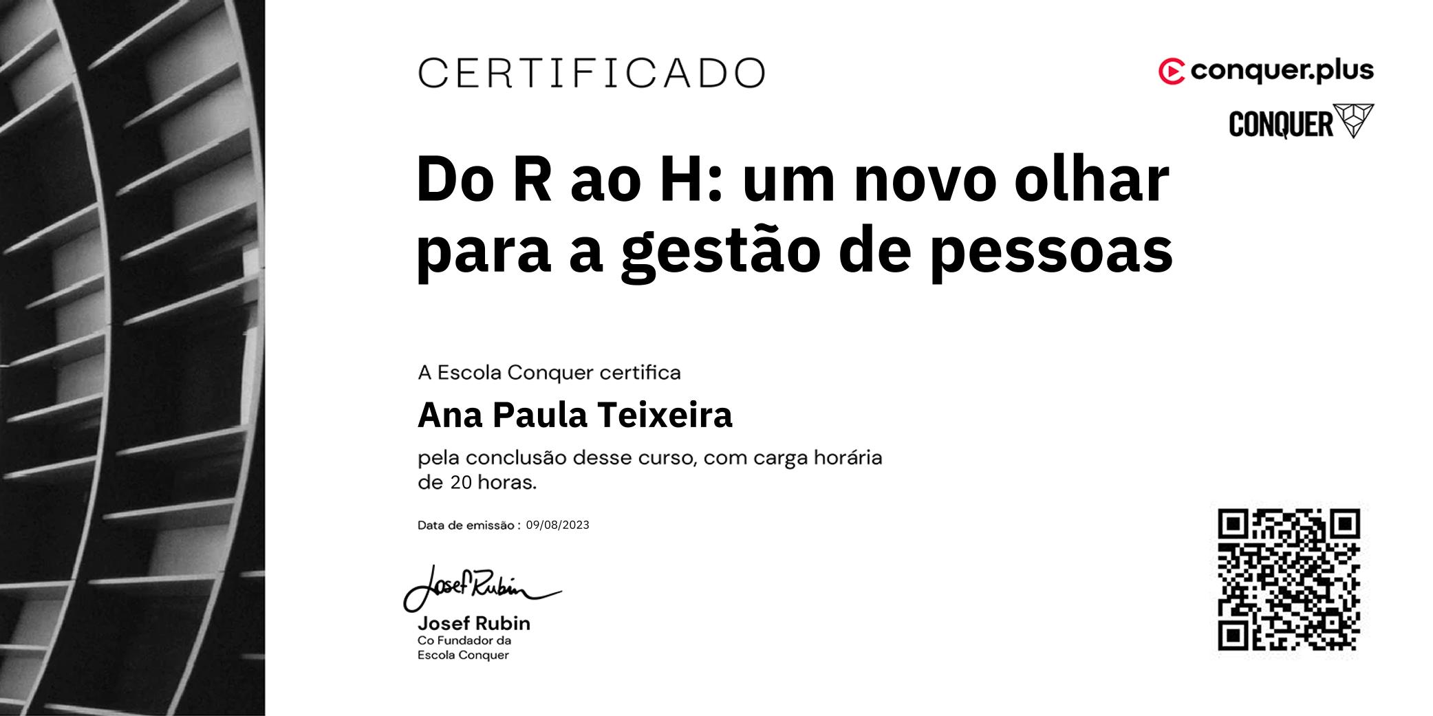 Certificado de Do R ao H: um novo olhar para a gestão de pessoas