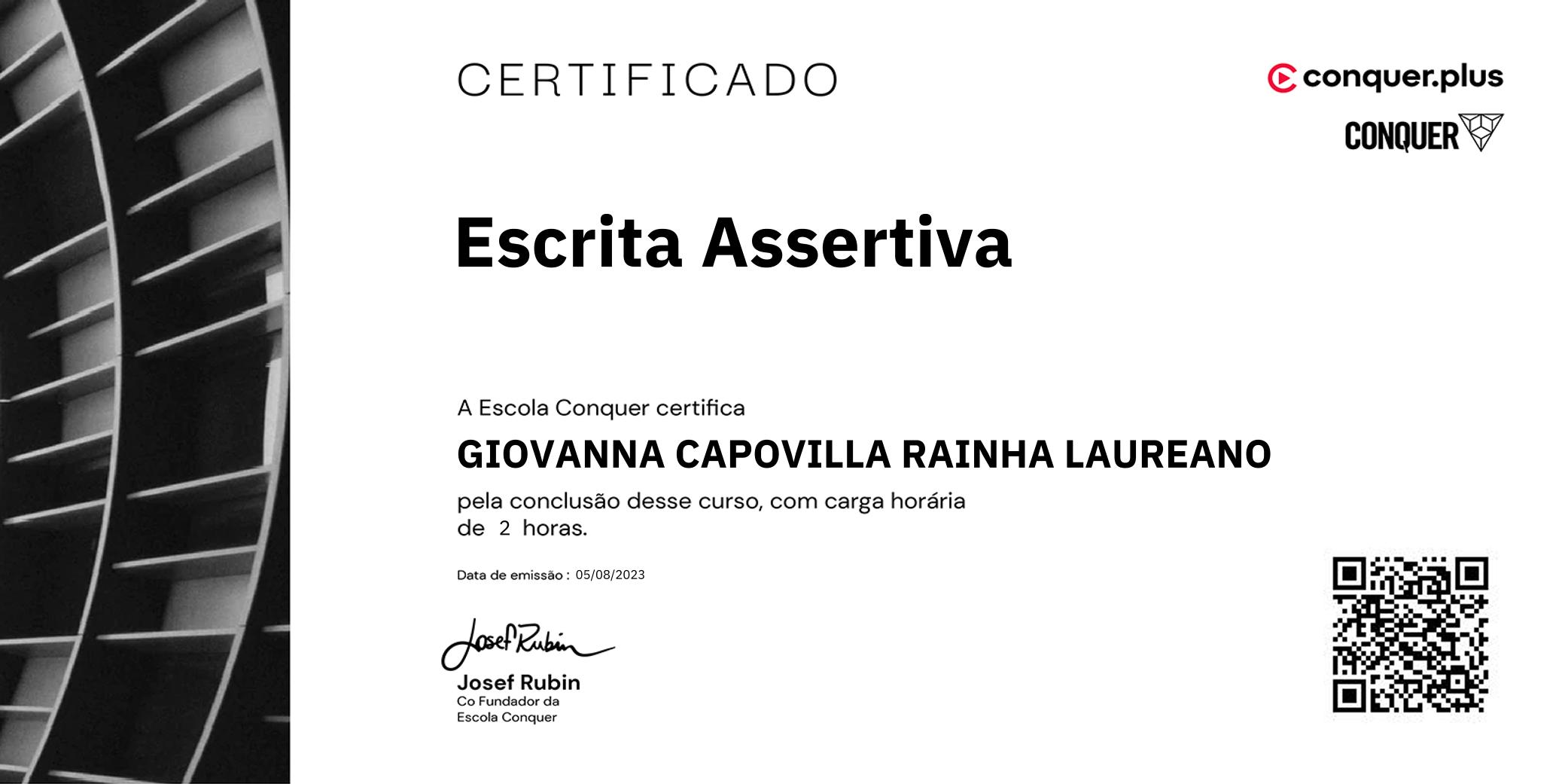 Certificado de Escrita Assertiva