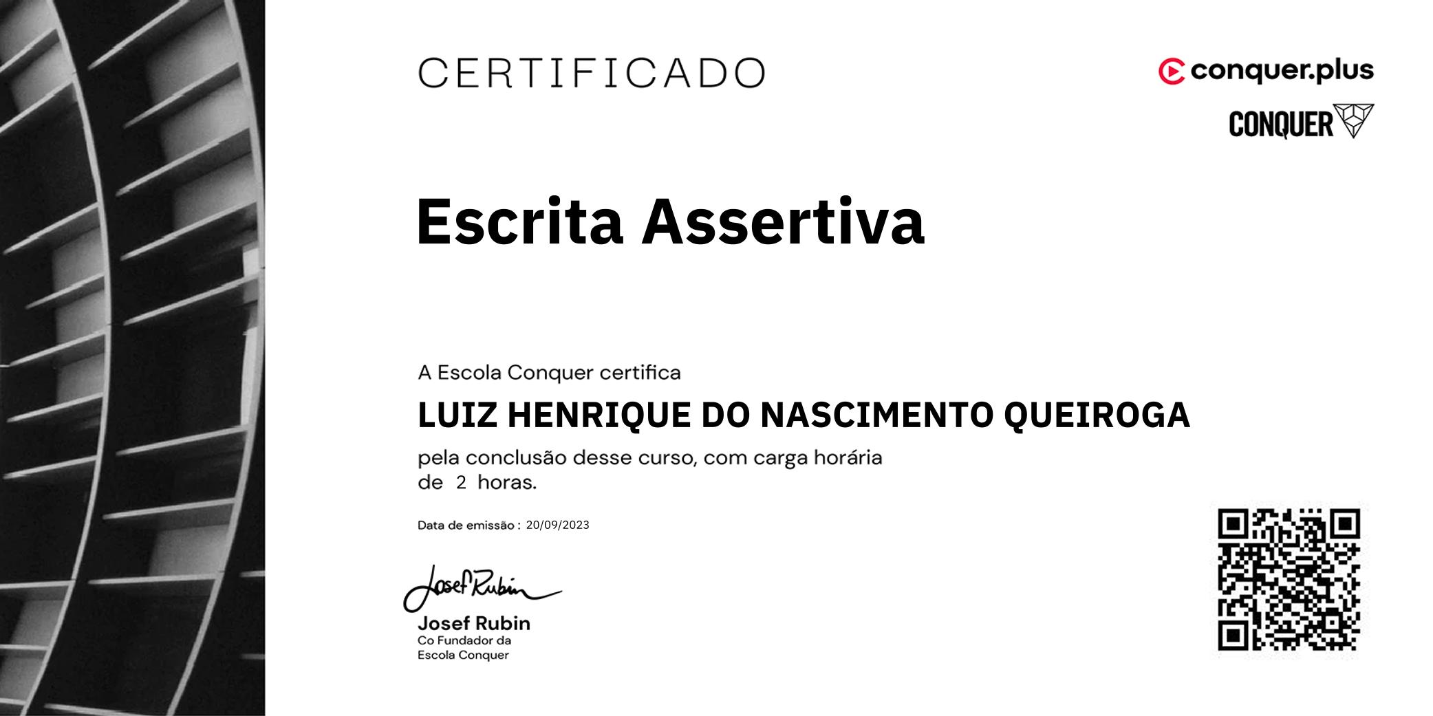 Certificado de Escrita Assertiva