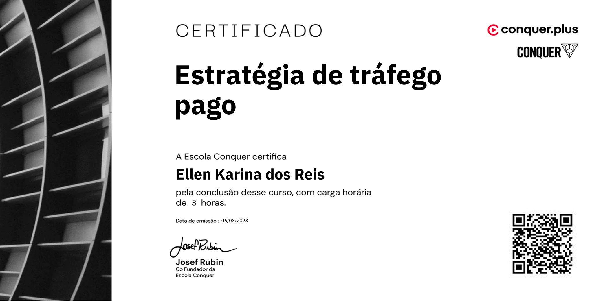 Certificado de Estratégia de tráfego pago