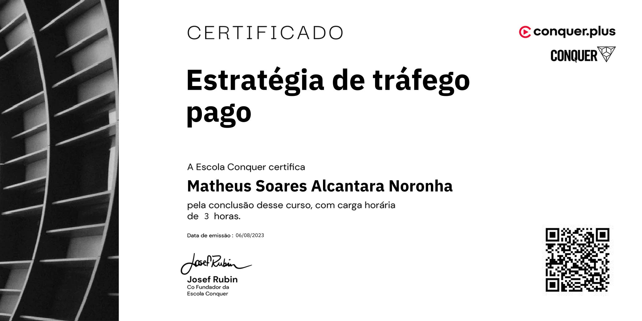 Certificado de Estratégia de tráfego pago