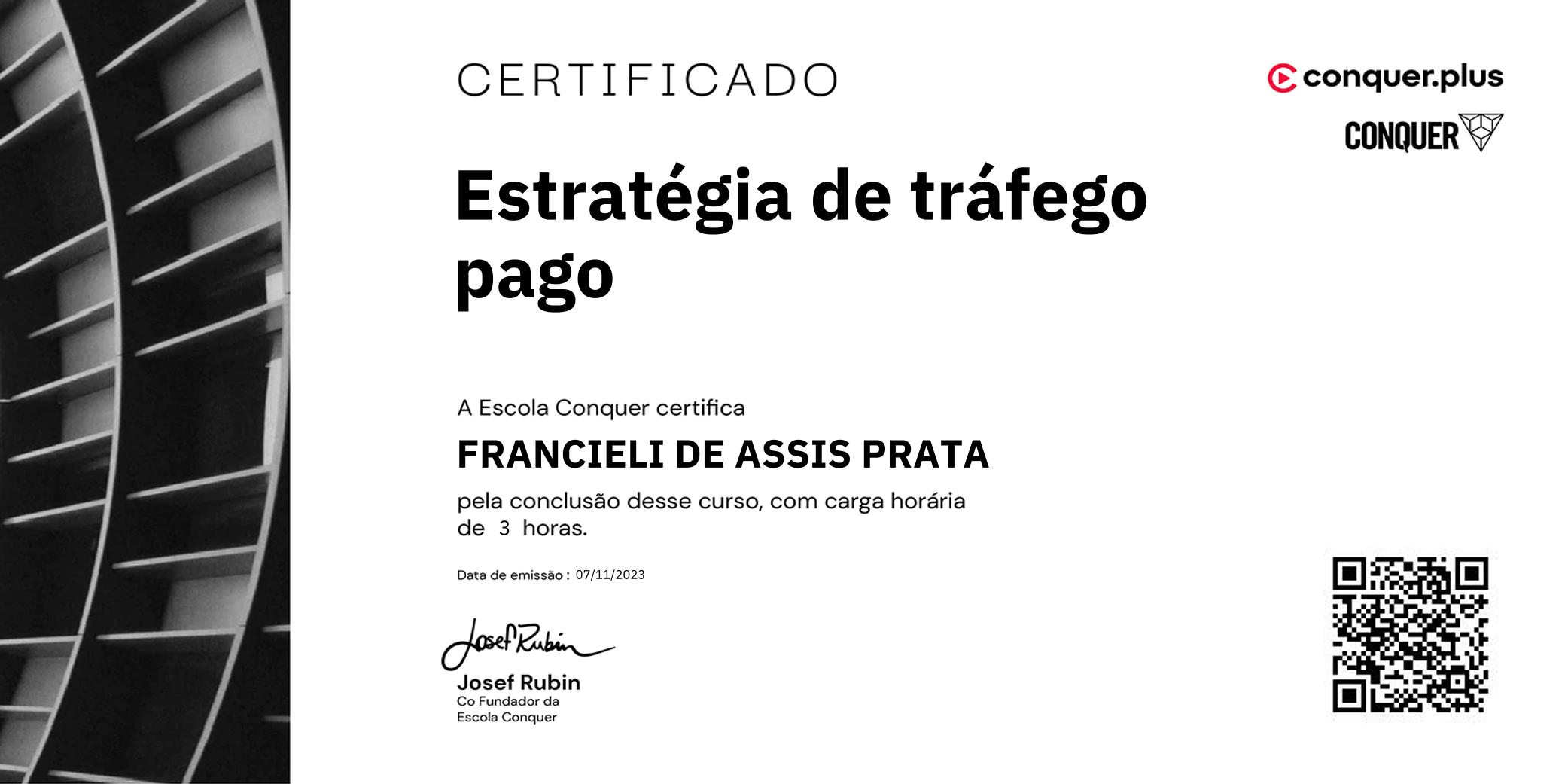 Certificado de Estratégia de tráfego pago