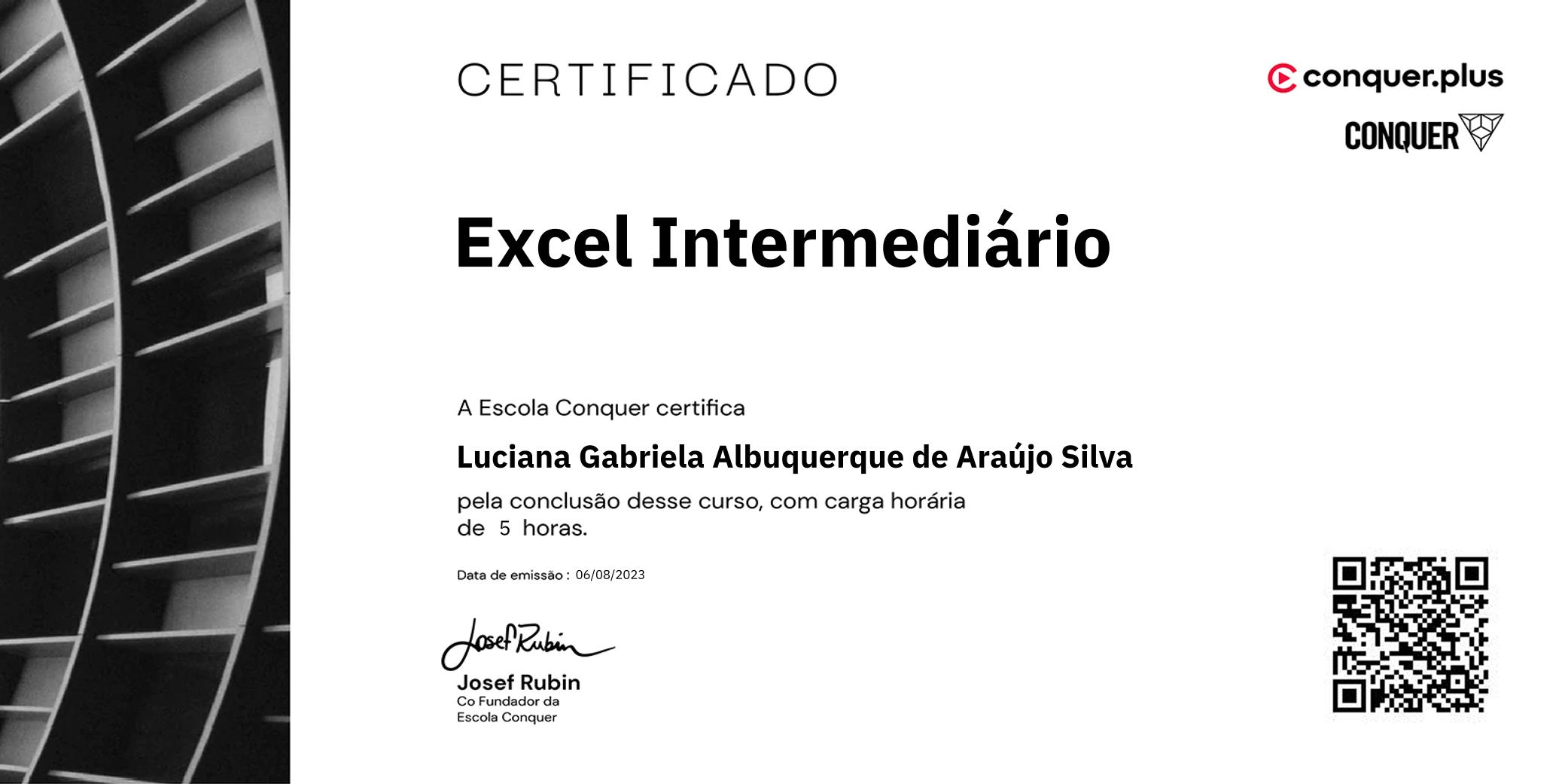 Certificado de Excel Intermediário