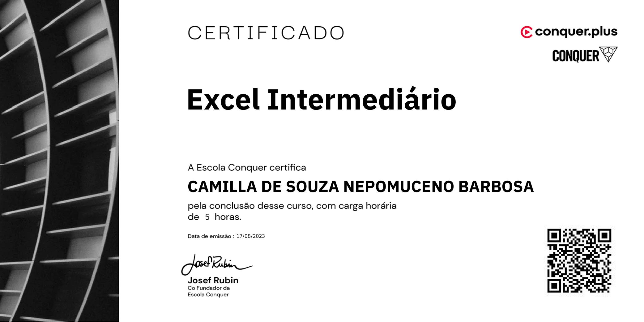 Certificado de Excel Intermediário
