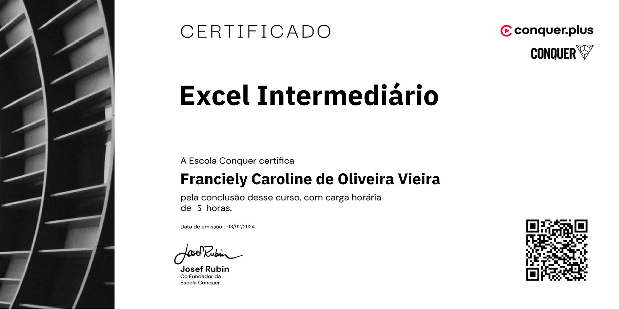 Certificado de Excel Intermediário
