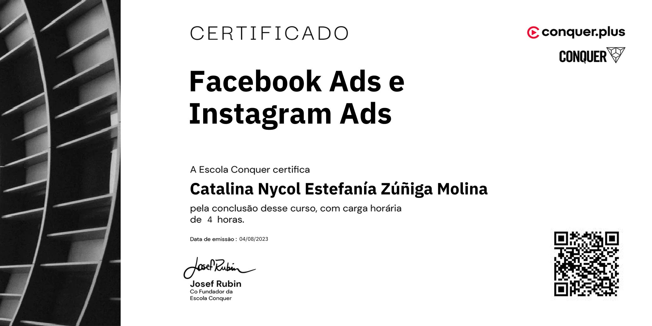 Certificado de Facebook Ads e Instagram Ads