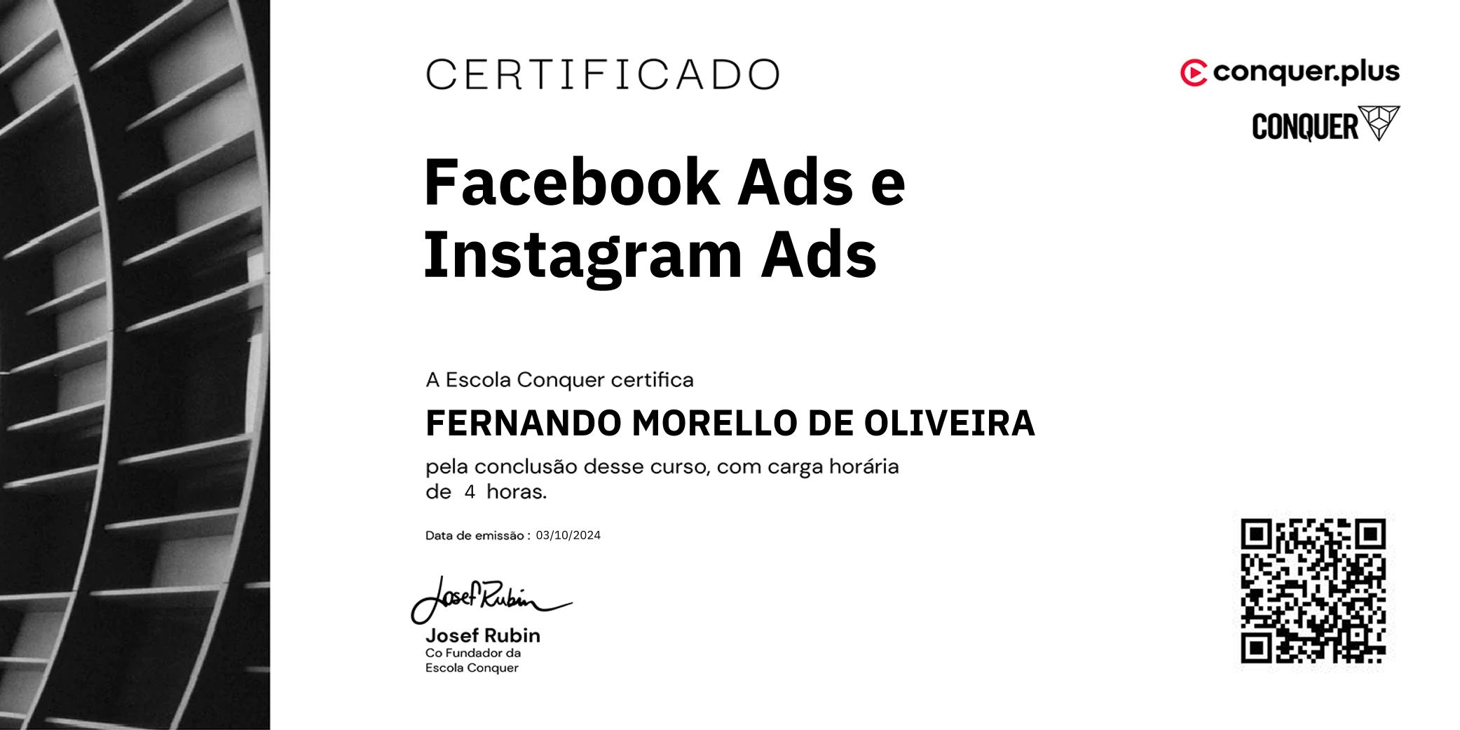 Certificado de Facebook Ads e Instagram Ads