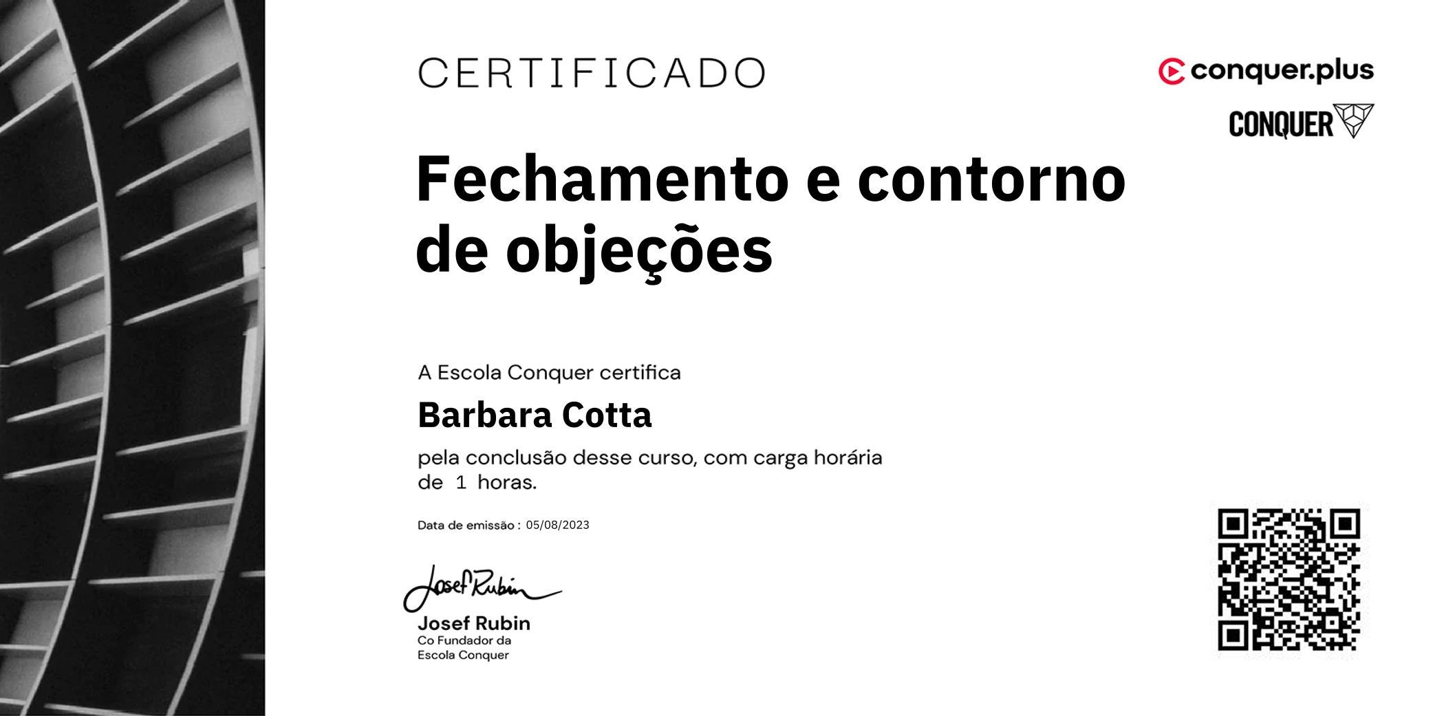 Certificado de Fechamento e contorno de objeções