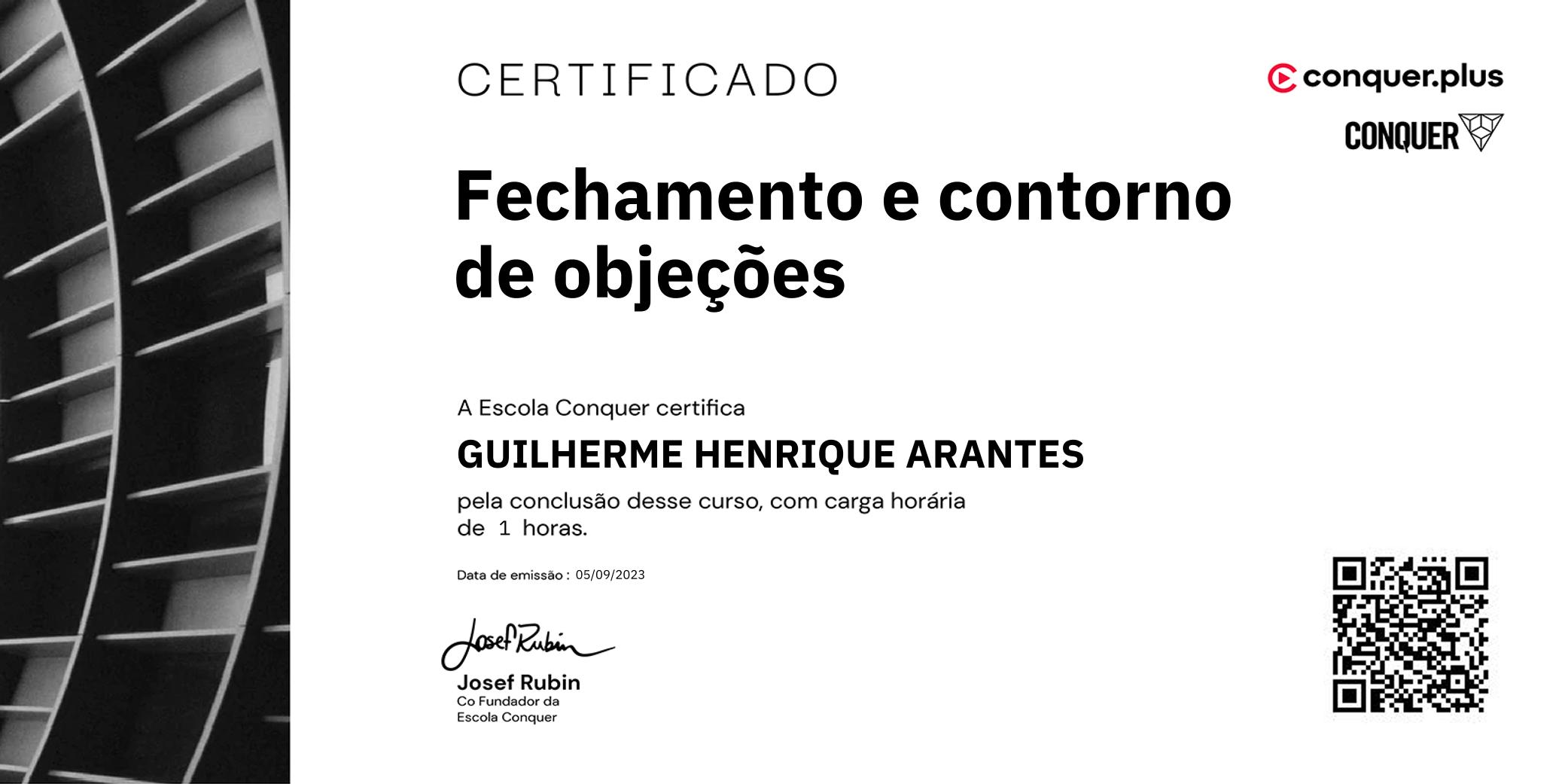 Certificado de Fechamento e contorno de objeções