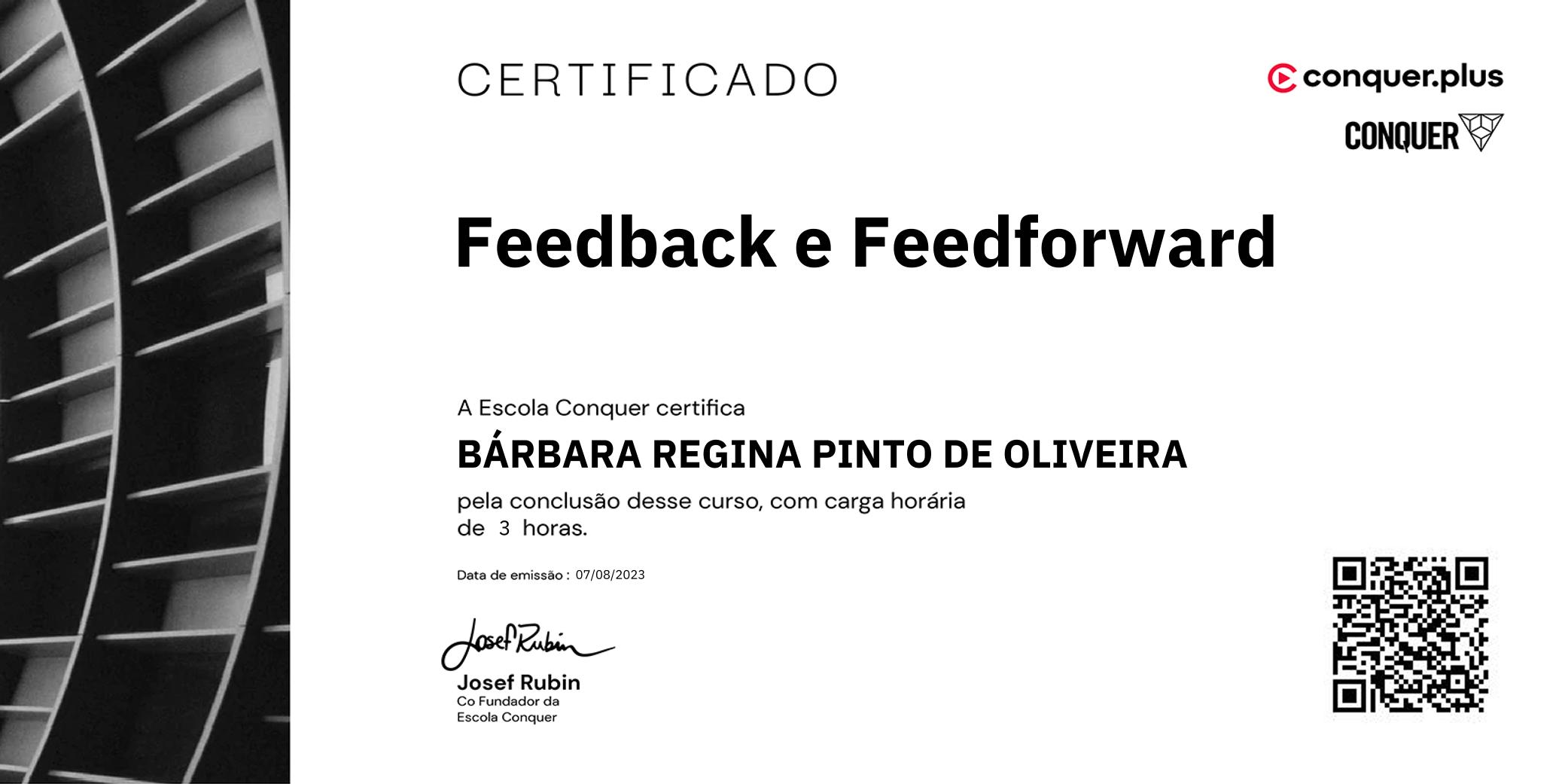 Certificado de Feedback e Feedforward