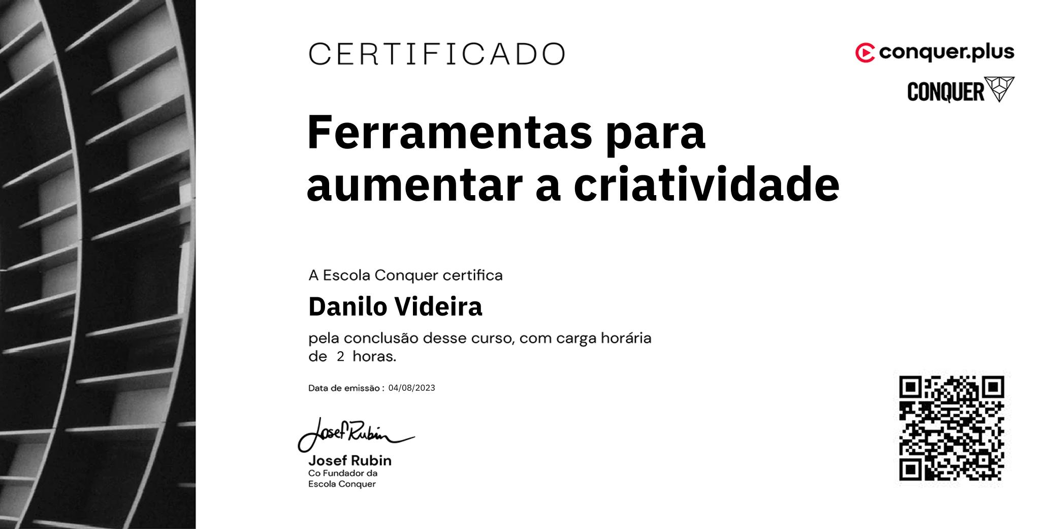 Certificado de Ferramentas para aumentar a criatividade
