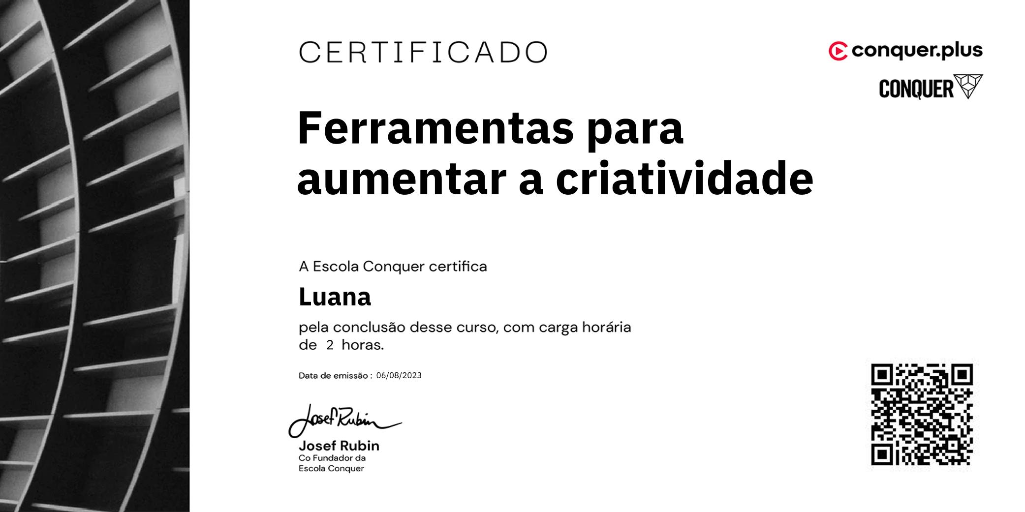 Certificado de Ferramentas para aumentar a criatividade