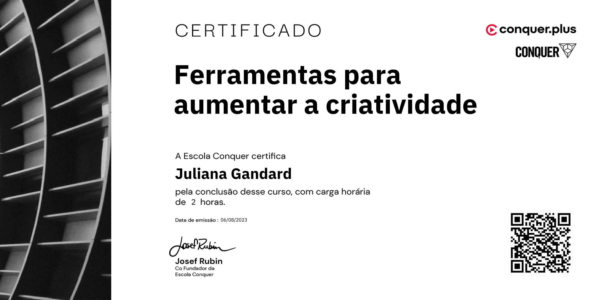 Certificado de Ferramentas para aumentar a criatividade