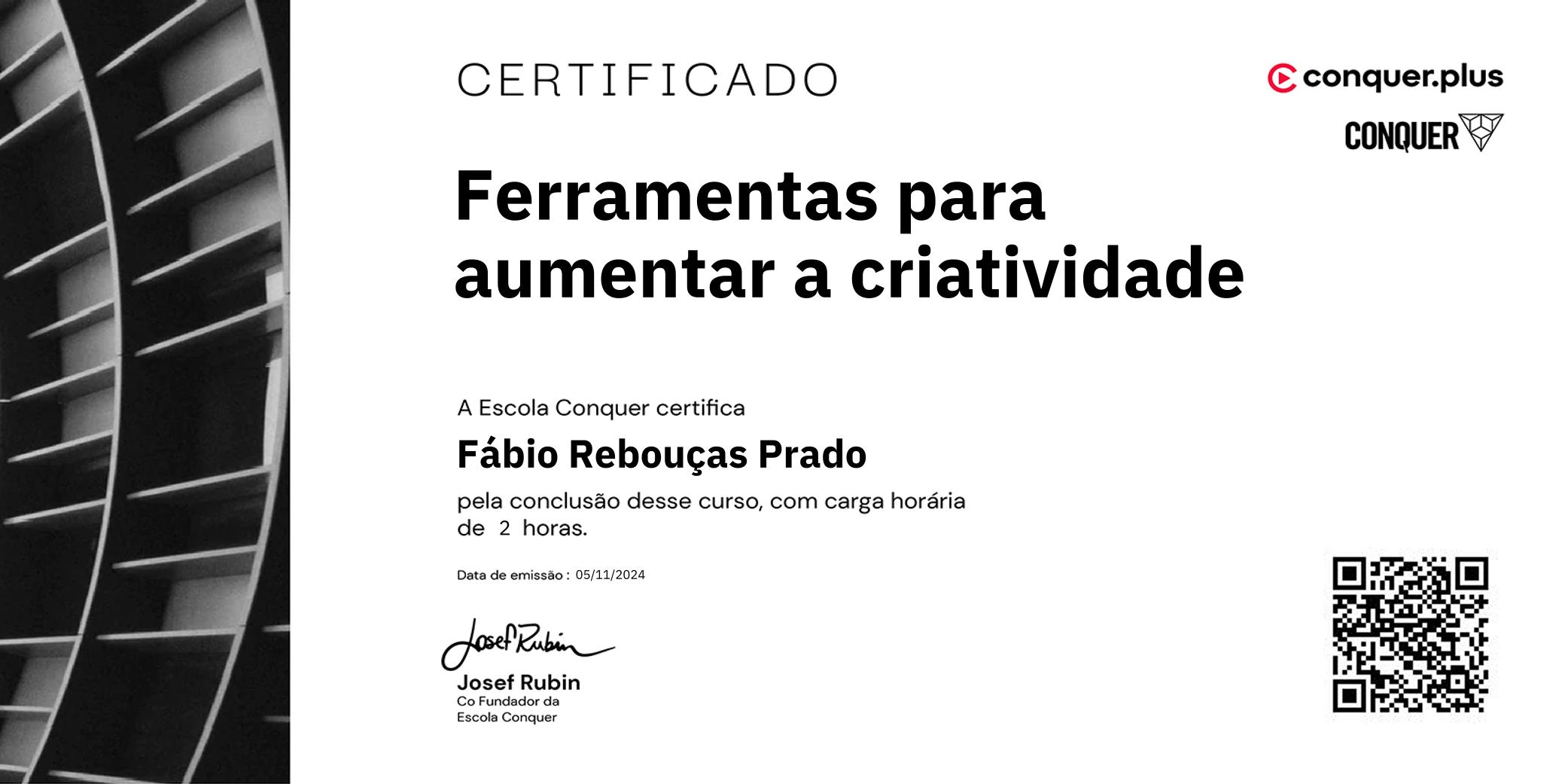 Certificado de Ferramentas para aumentar a criatividade