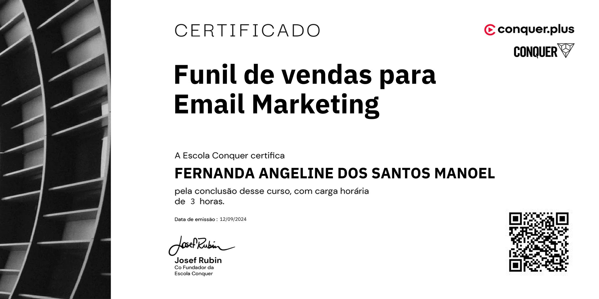 Certificado de Funil de vendas para Email Marketing