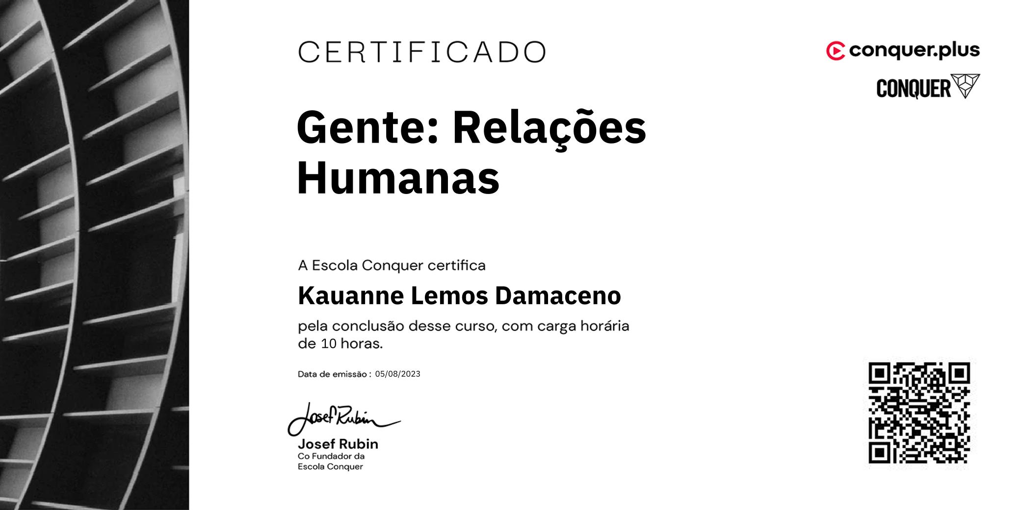 Certificado de Gente: Relações Humanas