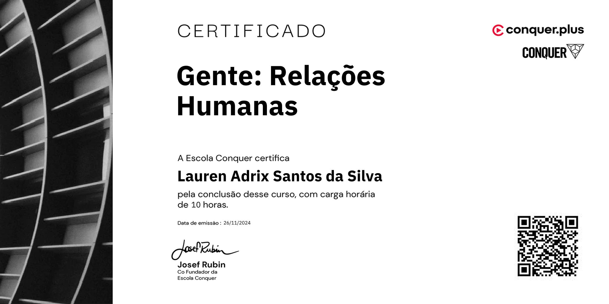 Certificado de Gente: Relações Humanas