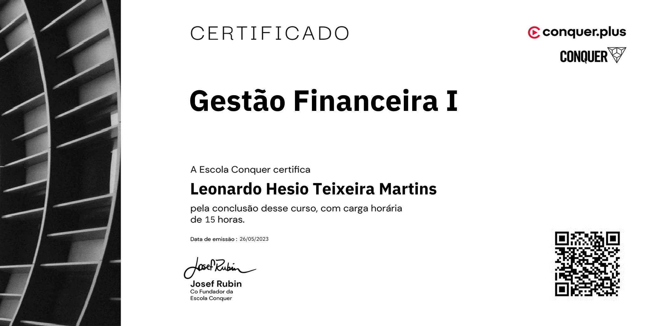 Certificado de Gestão Financeira I