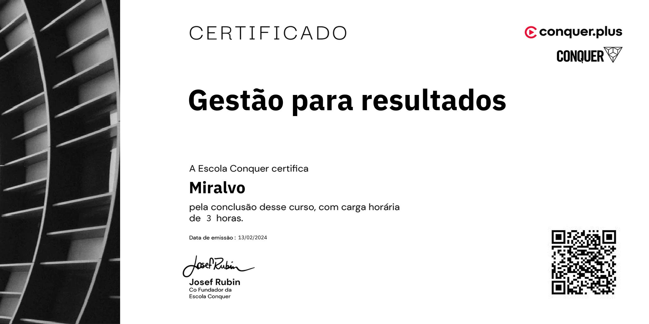 Certificado de Gestão para resultados