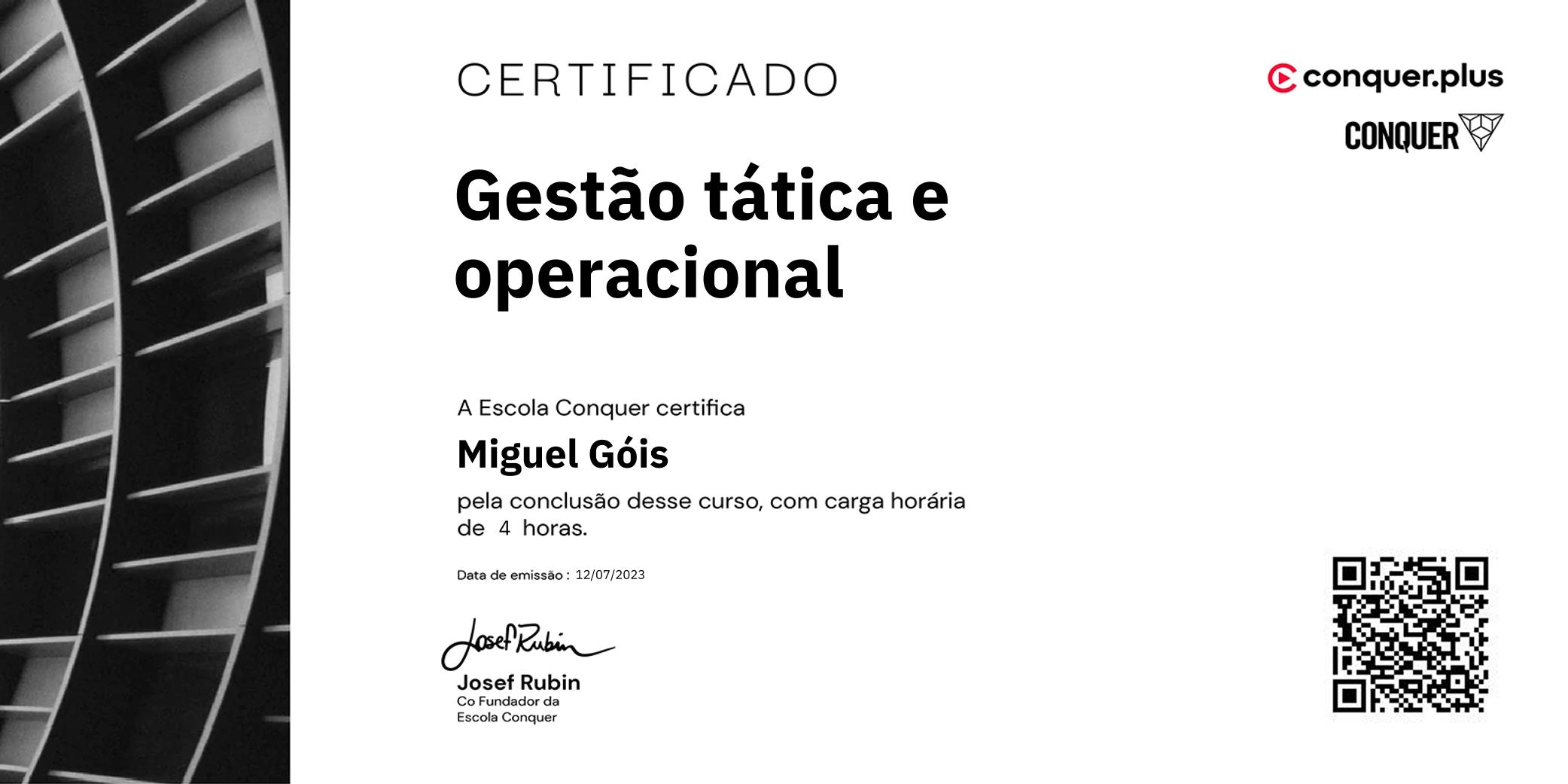 Certificado de Gestão tática e operacional