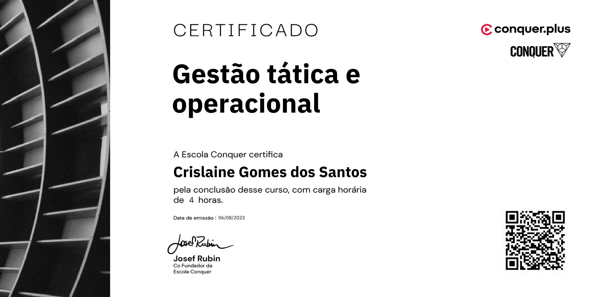 Certificado de Gestão tática e operacional