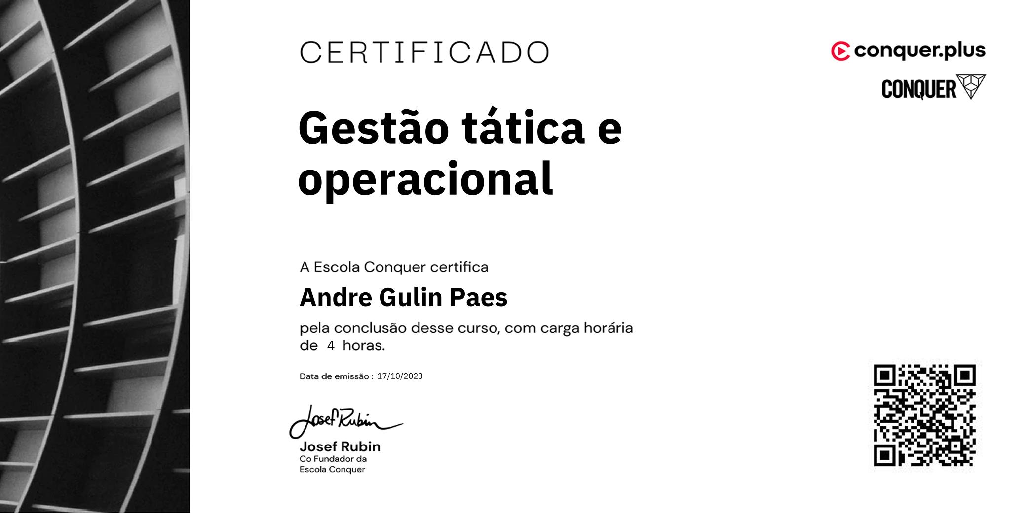 Certificado de Gestão tática e operacional