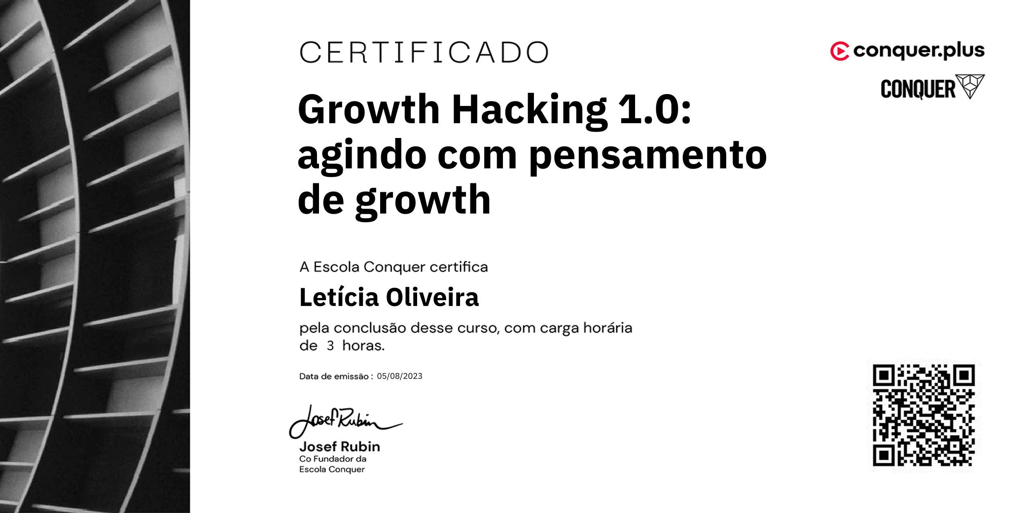 Certificado de Growth Hacking 1.0: agindo com pensamento de growth