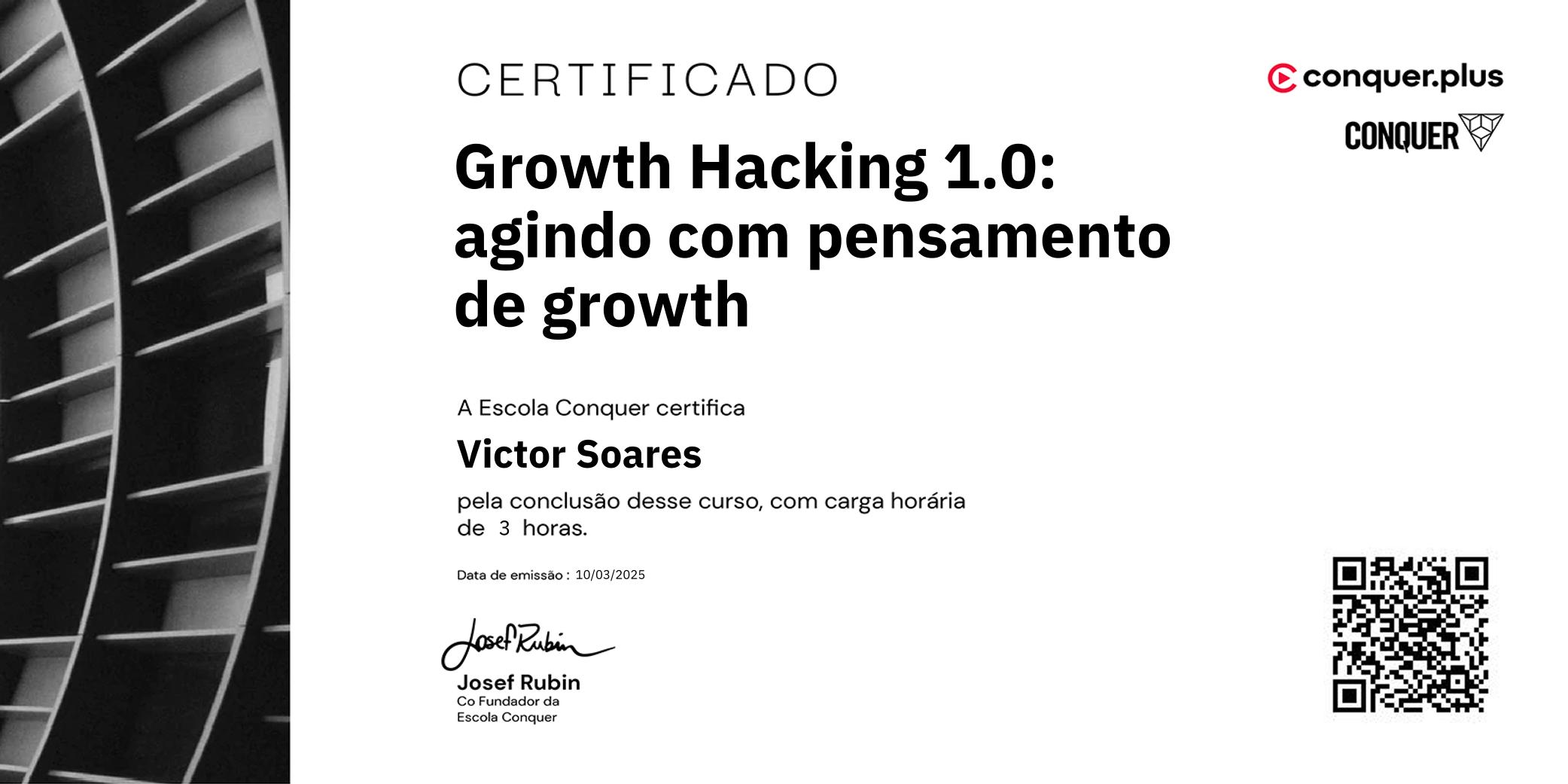 Certificado de Growth Hacking 1.0: agindo com pensamento de growth